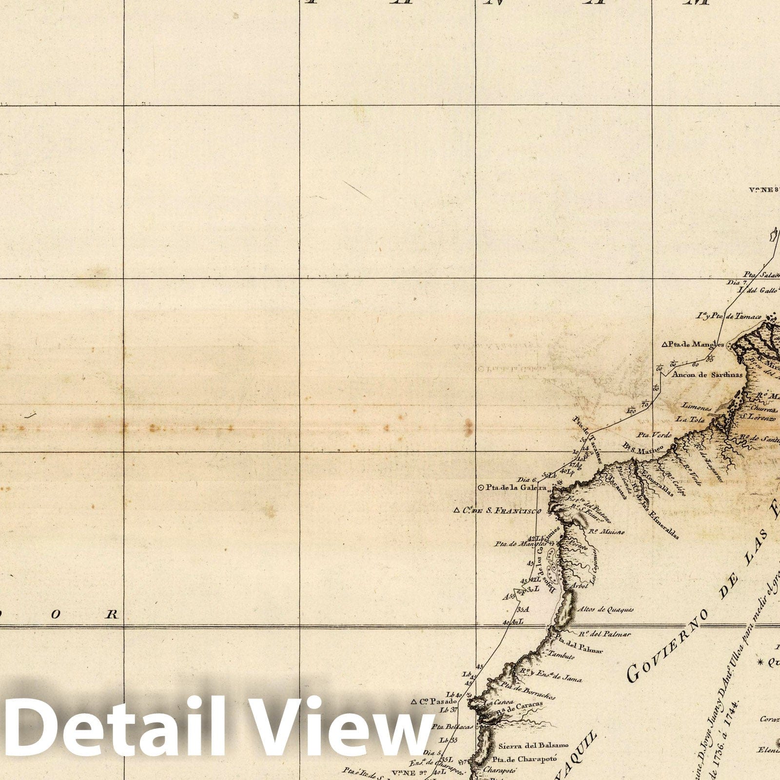 Carta Esferica - Spanish Nautical Chart South America 1800 Print