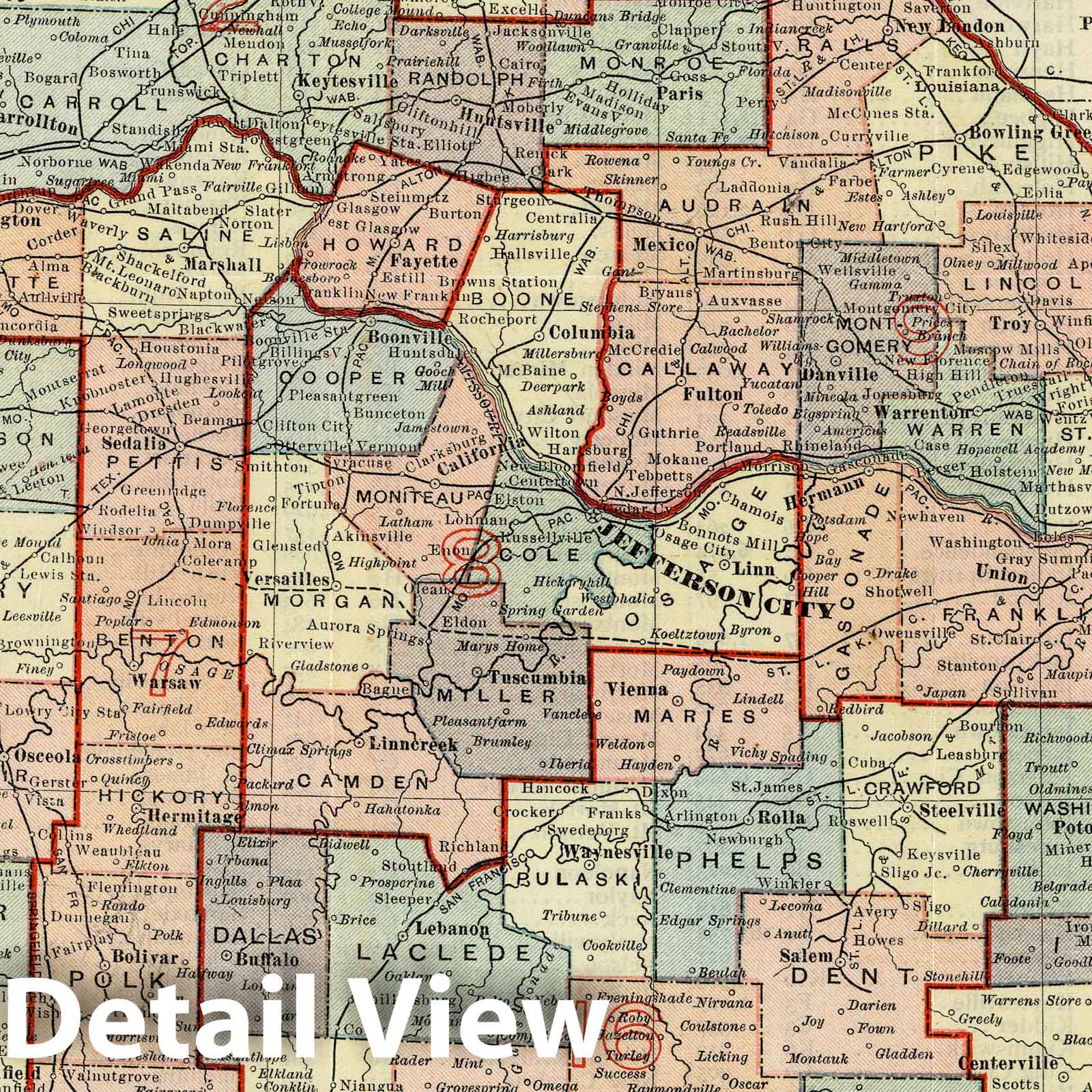 Historic Map : 1903 Map of Missouri - Vintage Wall Art