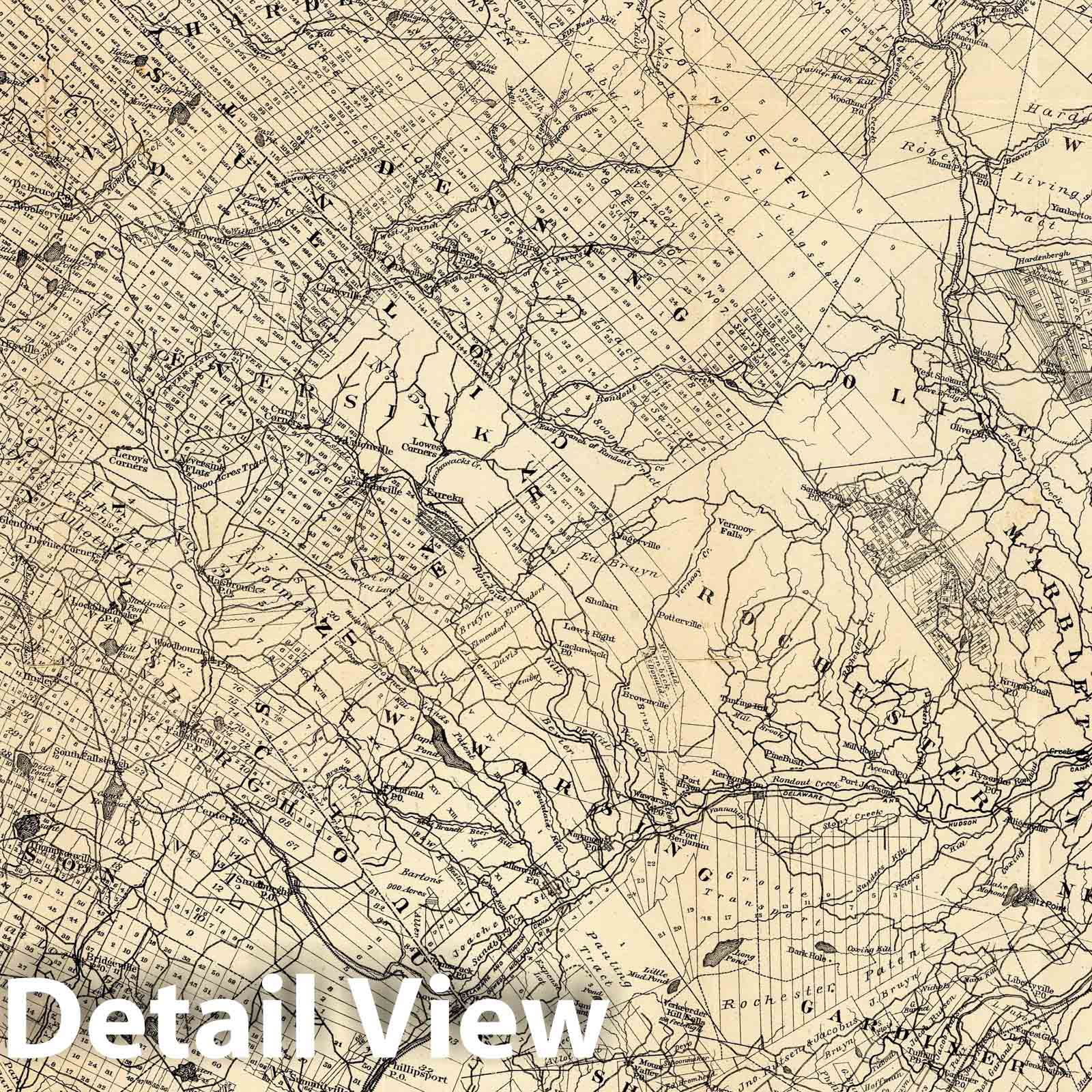 Sullivan County and Ulster County, New York 1880 Cadastral Map Print