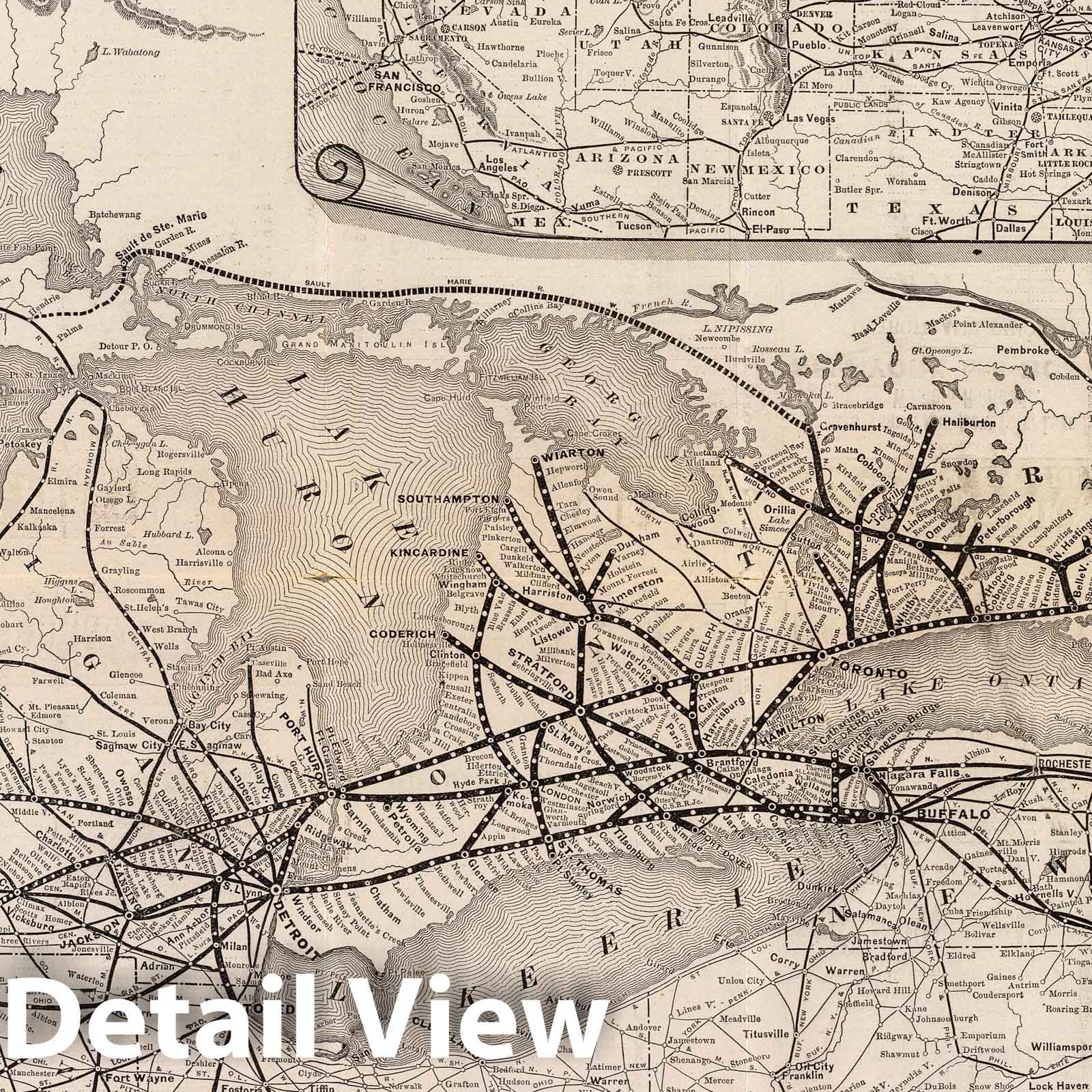 Canada and United States - Railroad Map, 1885 - Grand Trunk Railway Historical Print