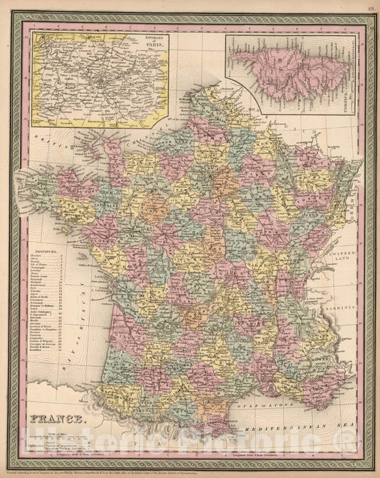 Historic Map : 1853 France - Vintage Wall Art