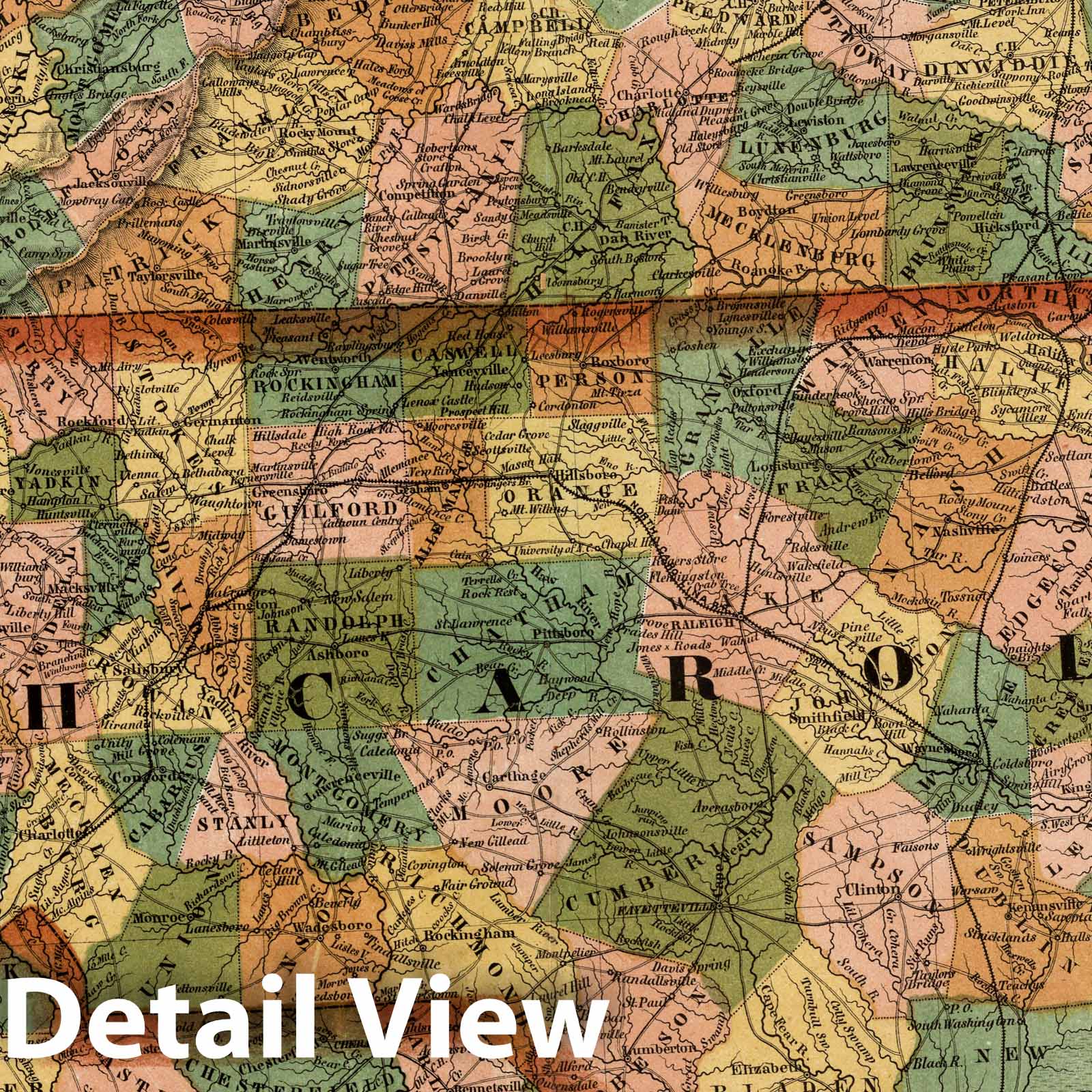 Virginia, North Carolina, South Carolina 1852 Historical Map Print
