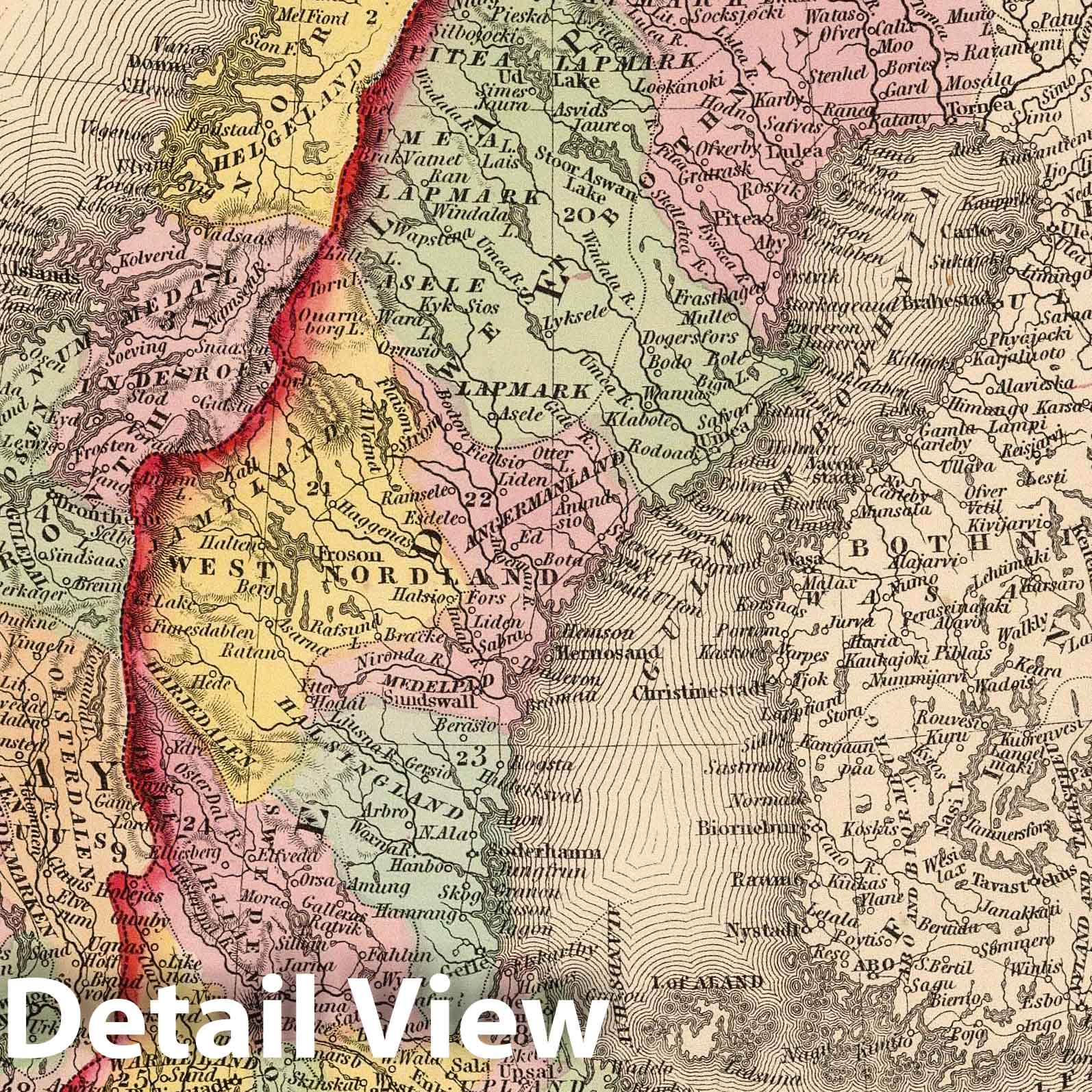 Sweden and Norway, 1853 - Historical Map Print
