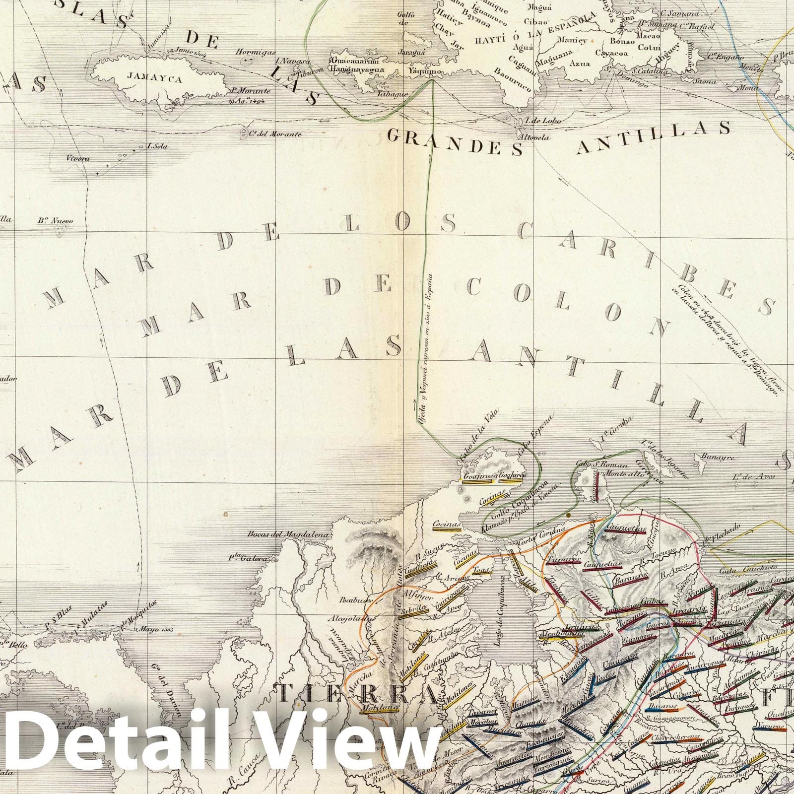 Coast of Tierra Firme, from Orinoco to Yucatan - River Map, 1840