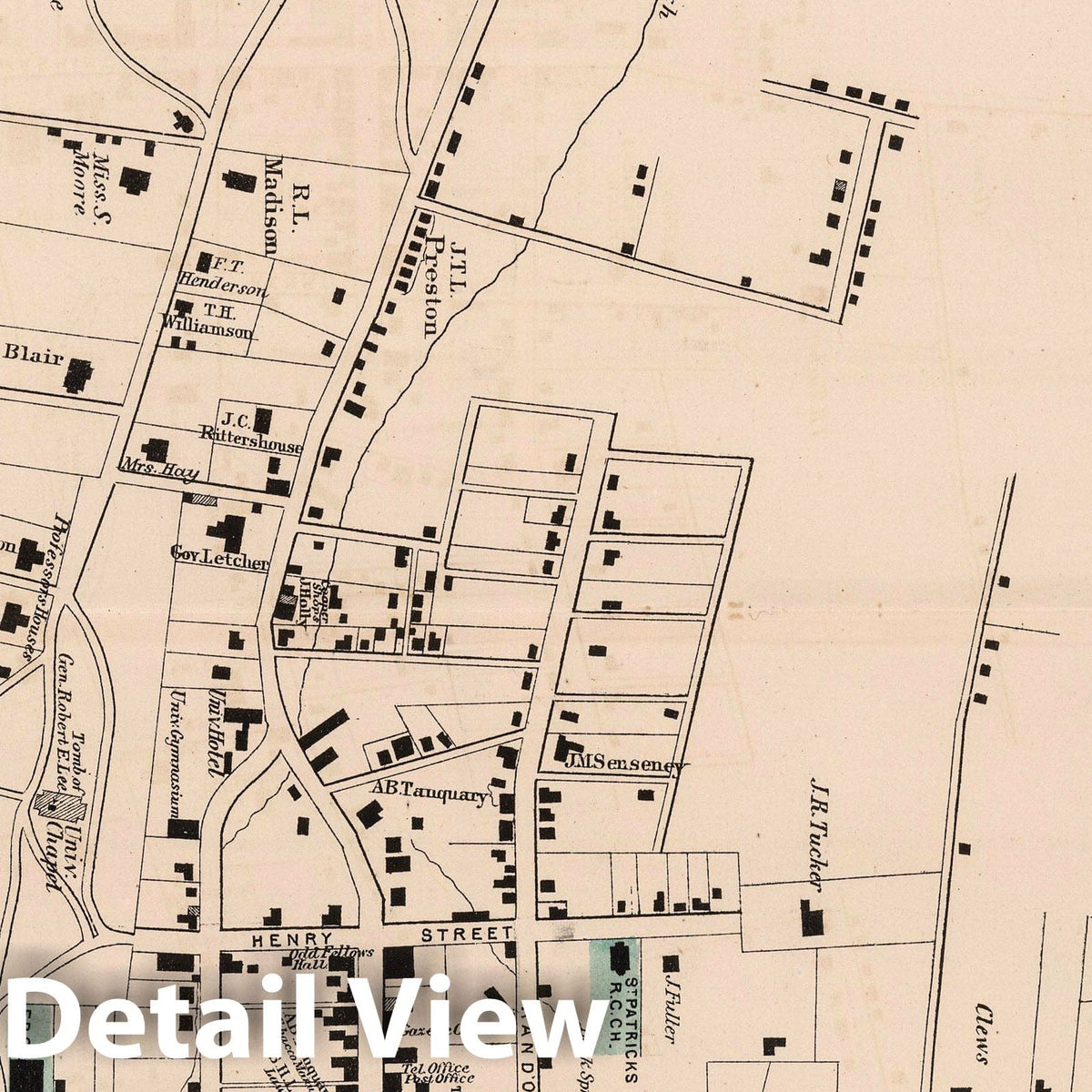 Lexington, Virginia - Property Map, 1877 - Historical Map Print