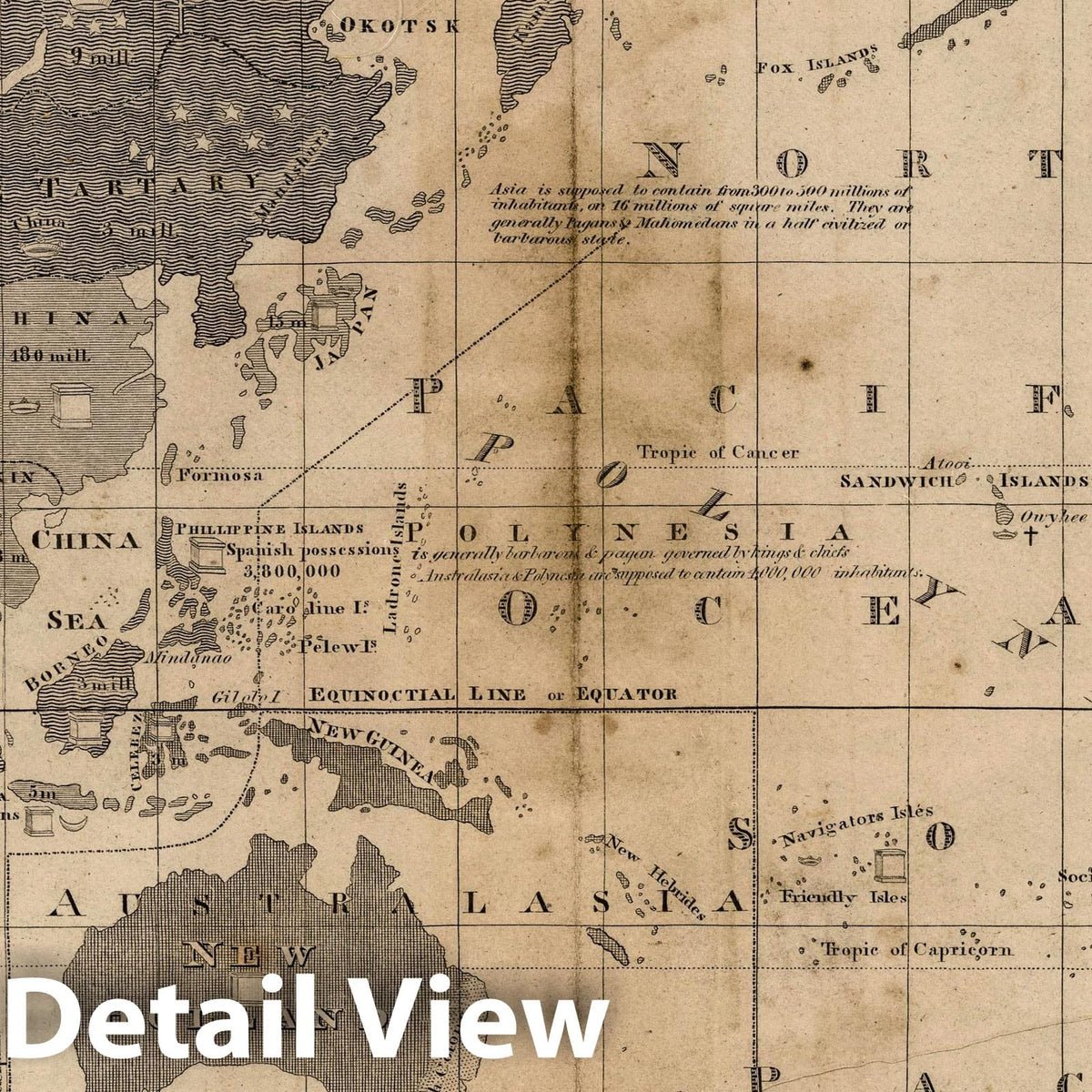 Chart of the Inhabited World - 1821 Woodbridge's Larger Atlas Map Print