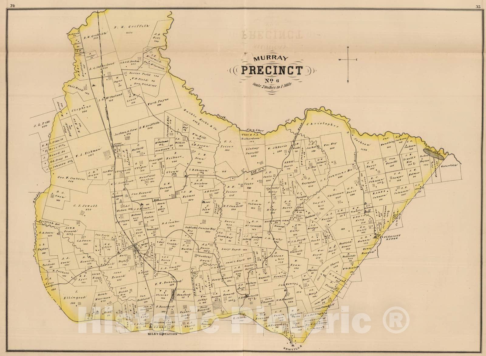 Historic Map : 1876 Murray Precinct No. 6, Daviess County, Kentucky. - Vintage Wall Art