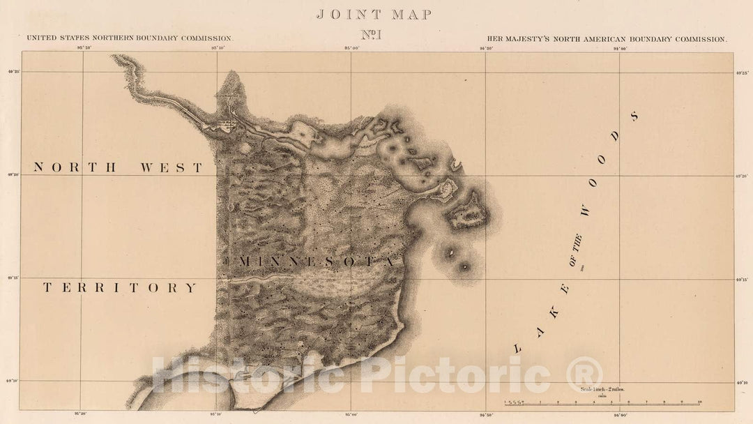 Historic Map : Exploration Book - 1878 Joint Map No. I. United States Northern Boundary Commission. (Canadian Border). - Vintage Wall Art