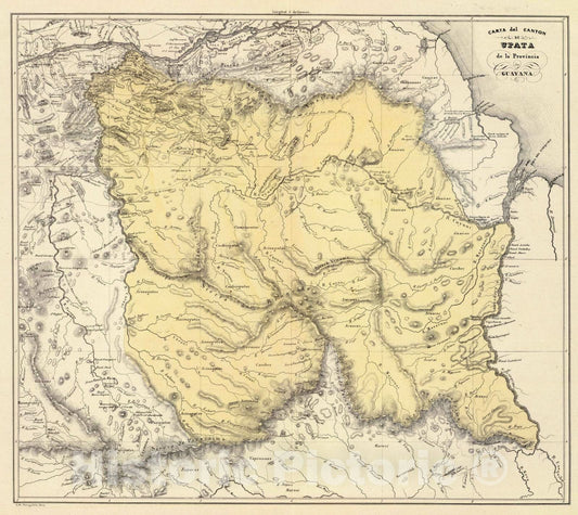 Historic Map : Guyana, 1840 Carta del Canton de Upata, Provincia de Guayana. , Vintage Wall Art