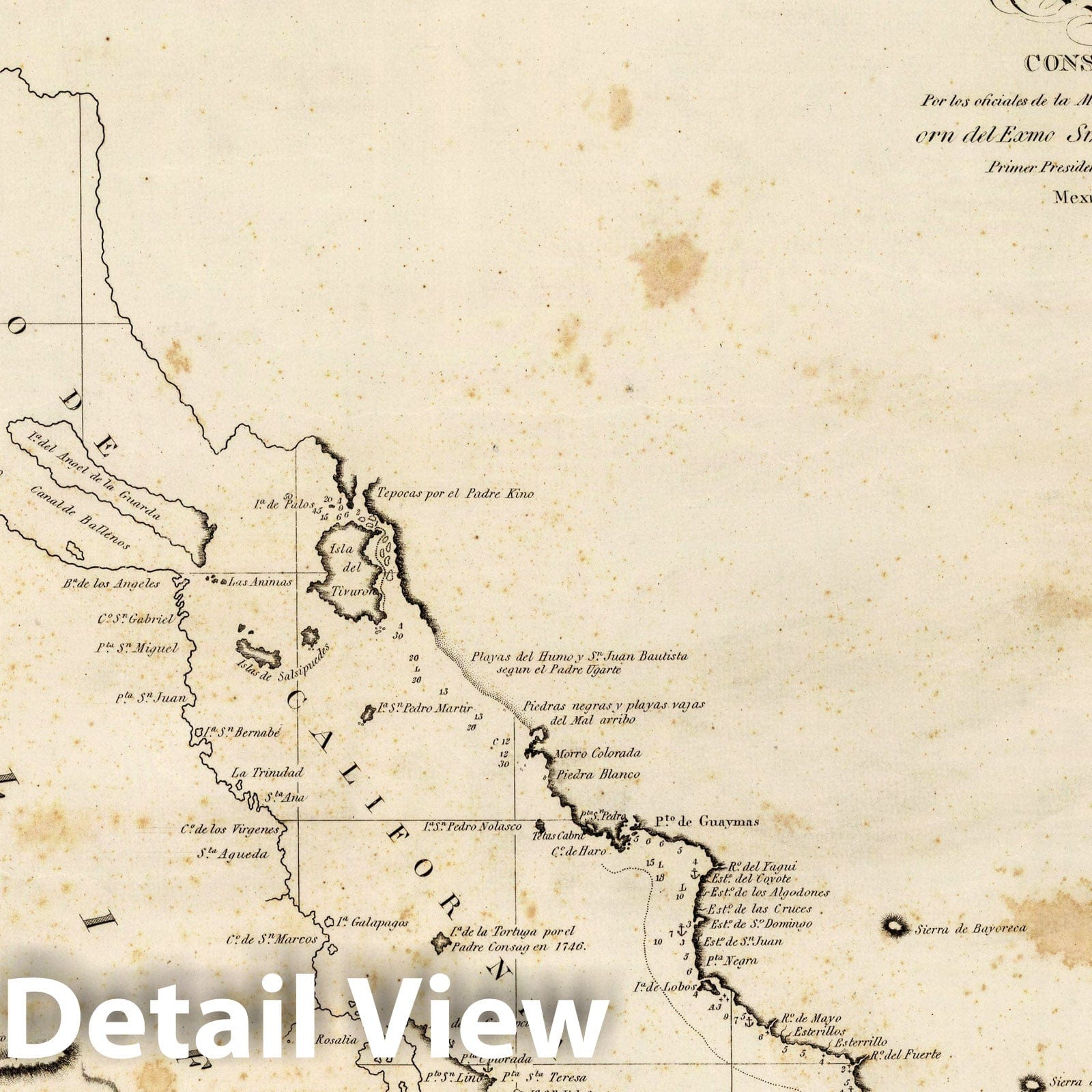 California Coast and Gulf of California - Nautical Chart, 1825