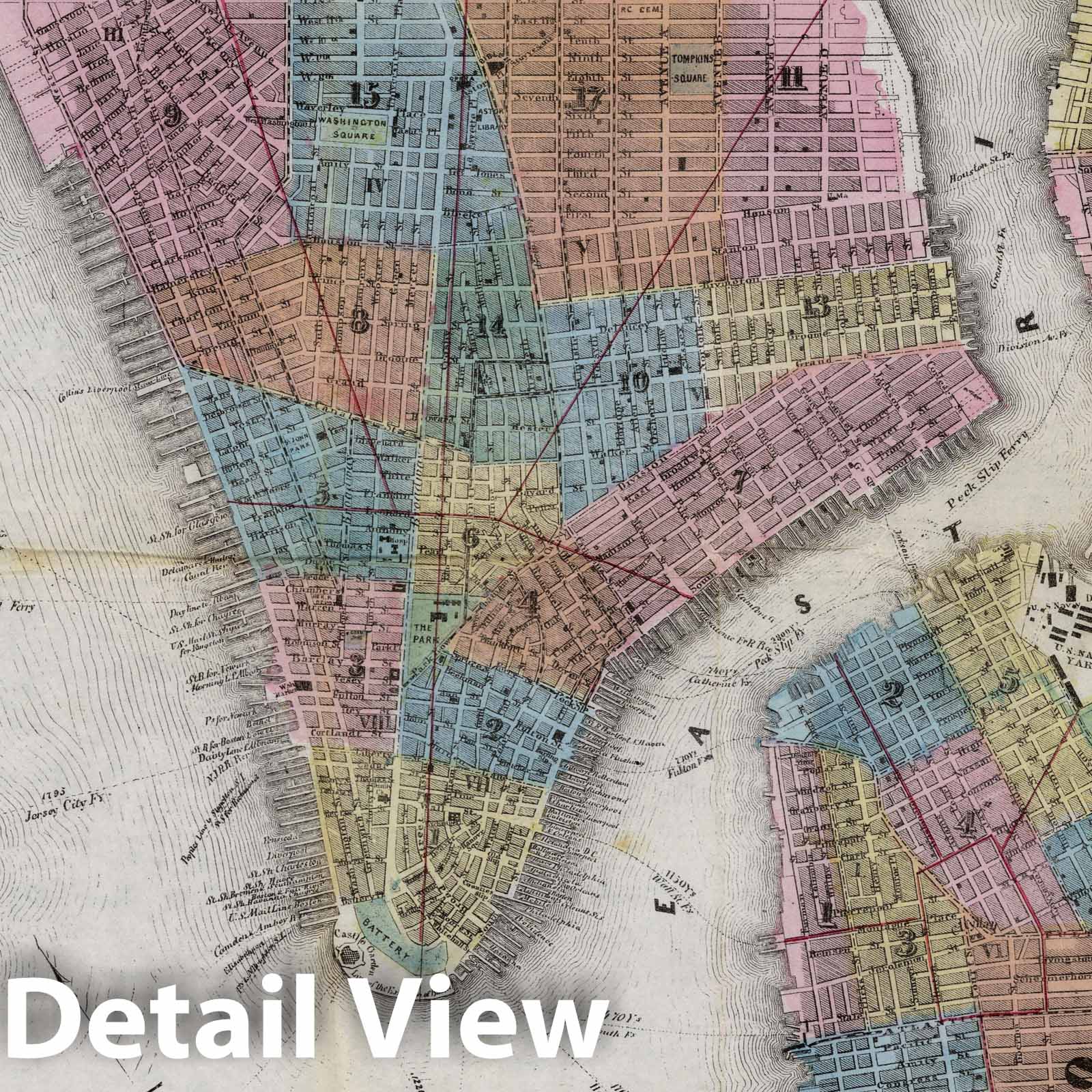 New York, Brooklyn, Williamsburgh & Jersey City 1854 Map Print