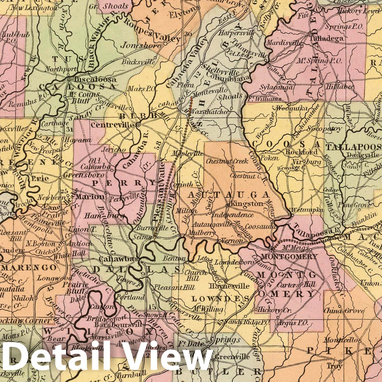 Alabama - Railroad Map, 1853 - Historical Map Print