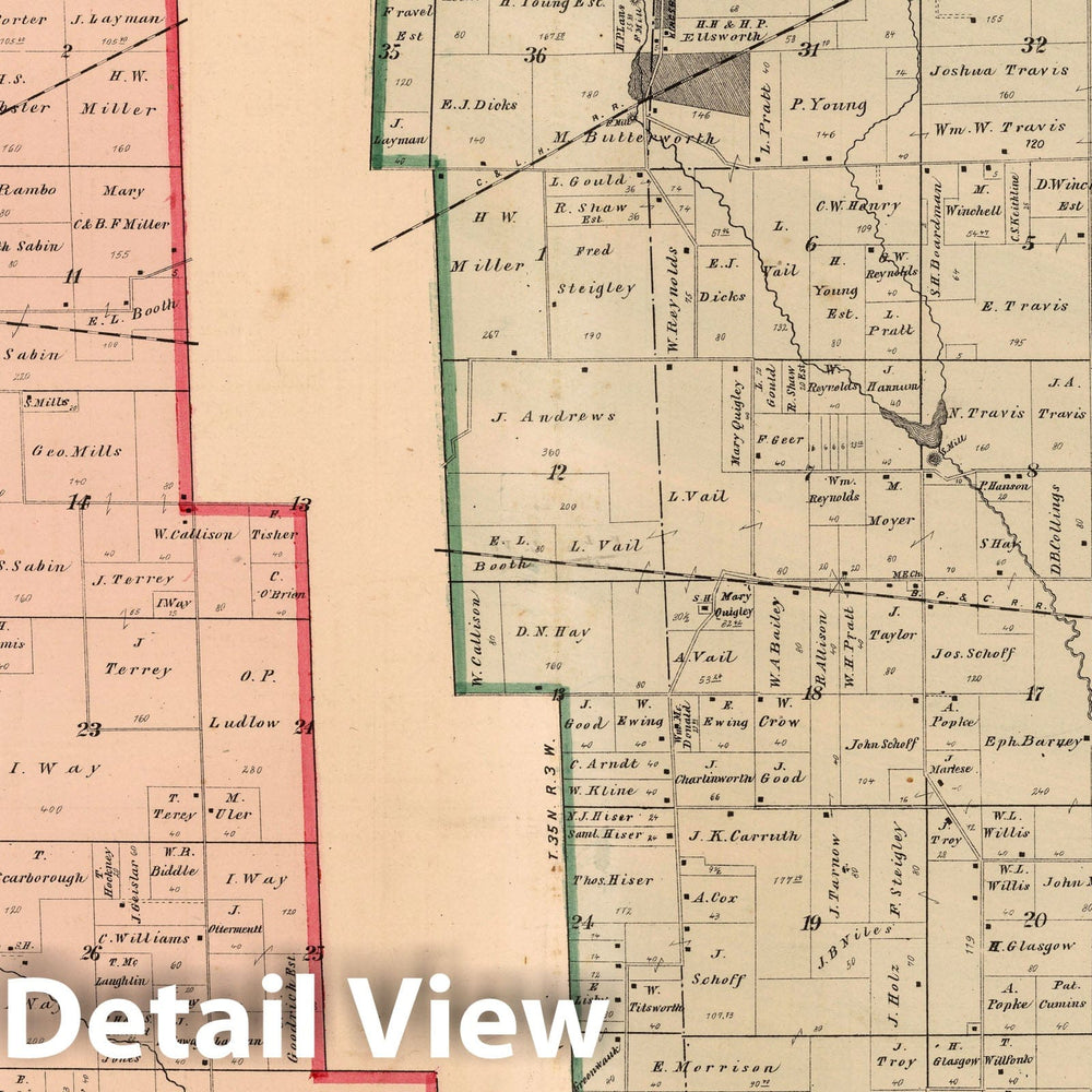 Historic Map : 1874 Union and Noble Townships, Laporte County, Indiana. - Vintage Wall Art