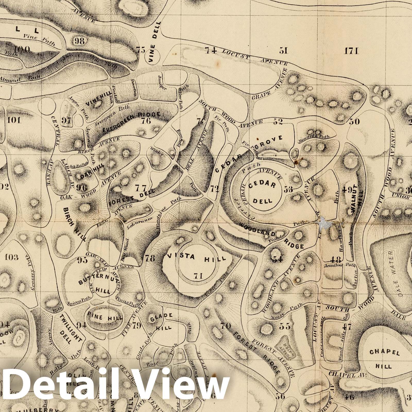 Green-Wood Cemetery, Brooklyn 1855 - Historic Map Print