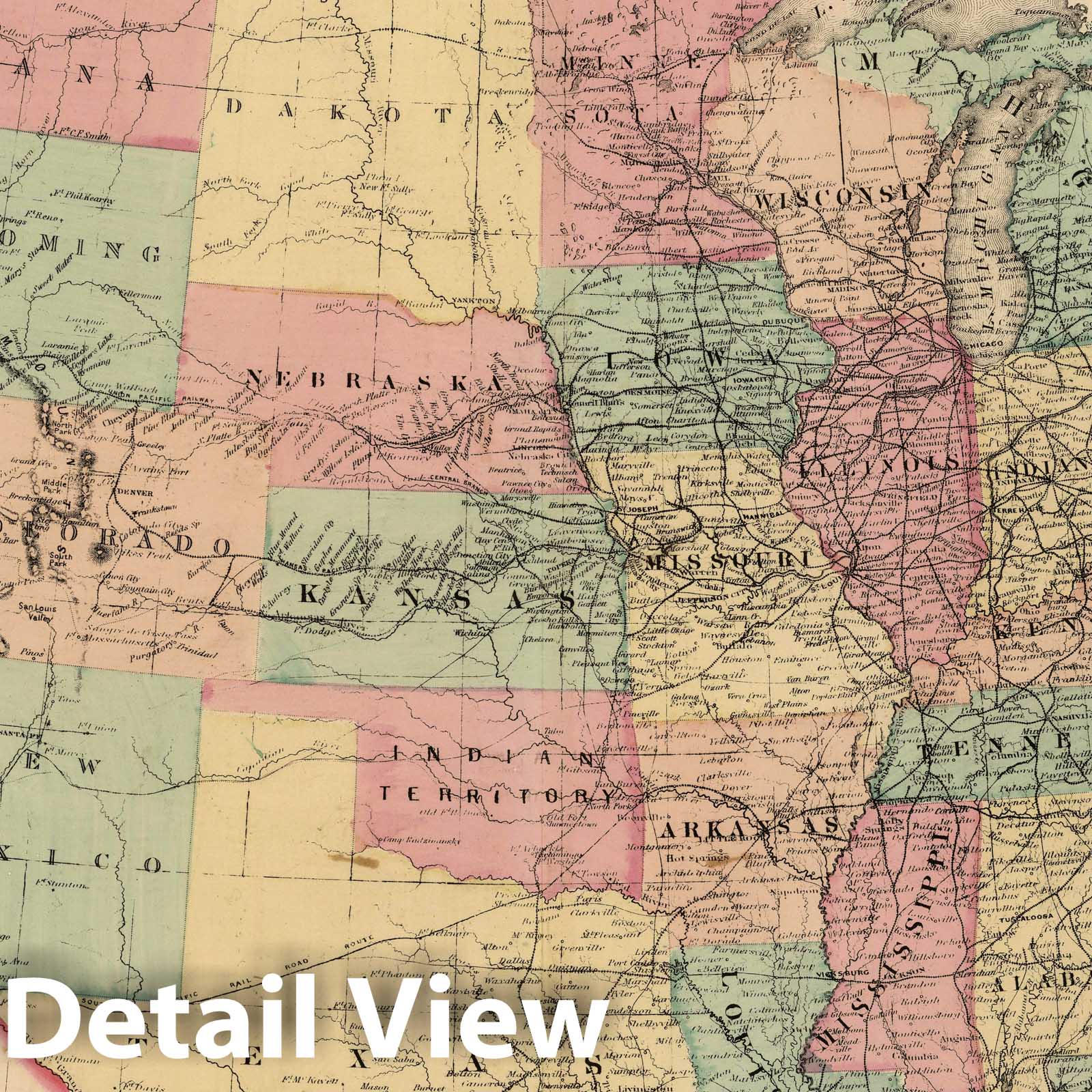 Map of the United States and Territories, 1876 - Historical Map Print