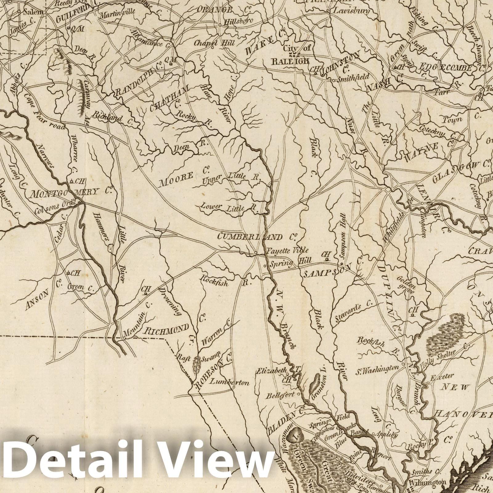 North Carolina 1795 Historical Map Print