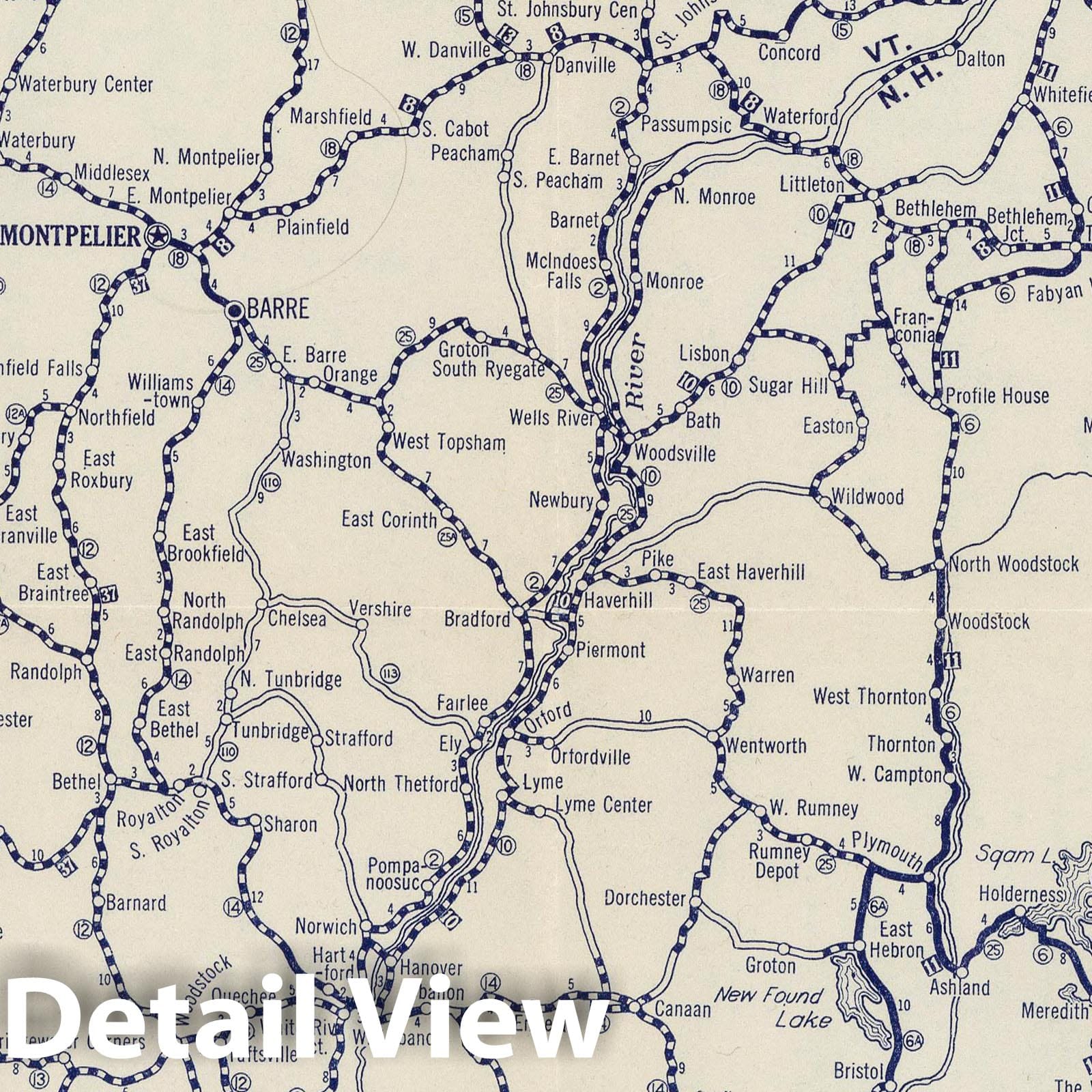 New Hampshire and Vermont - Road Map, 1926 - Historical Map Print