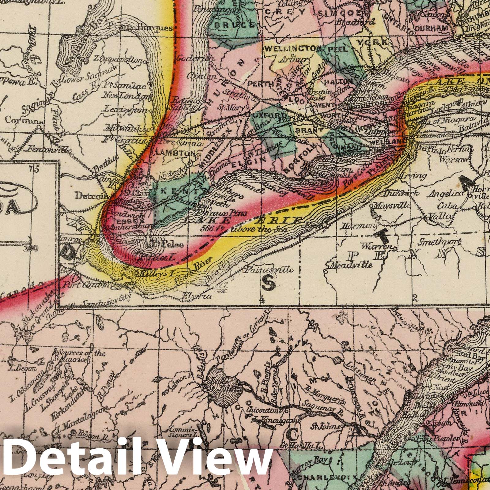 Upper Canada and Lower Canada, 1865 - Historical Map Print