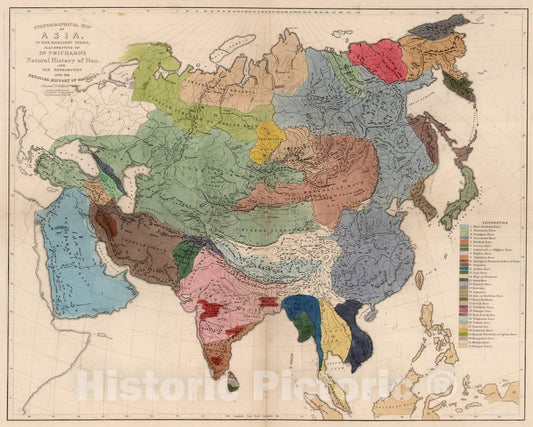 Historic Map : 1861 Ethnographical Map of Asia, in The Earliest Times. - Vintage Wall Art