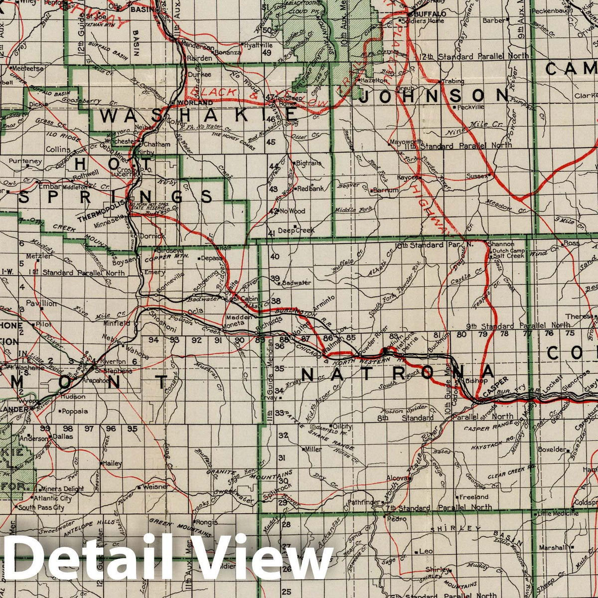 Wyoming Road Map 1917 - Historical Map Print