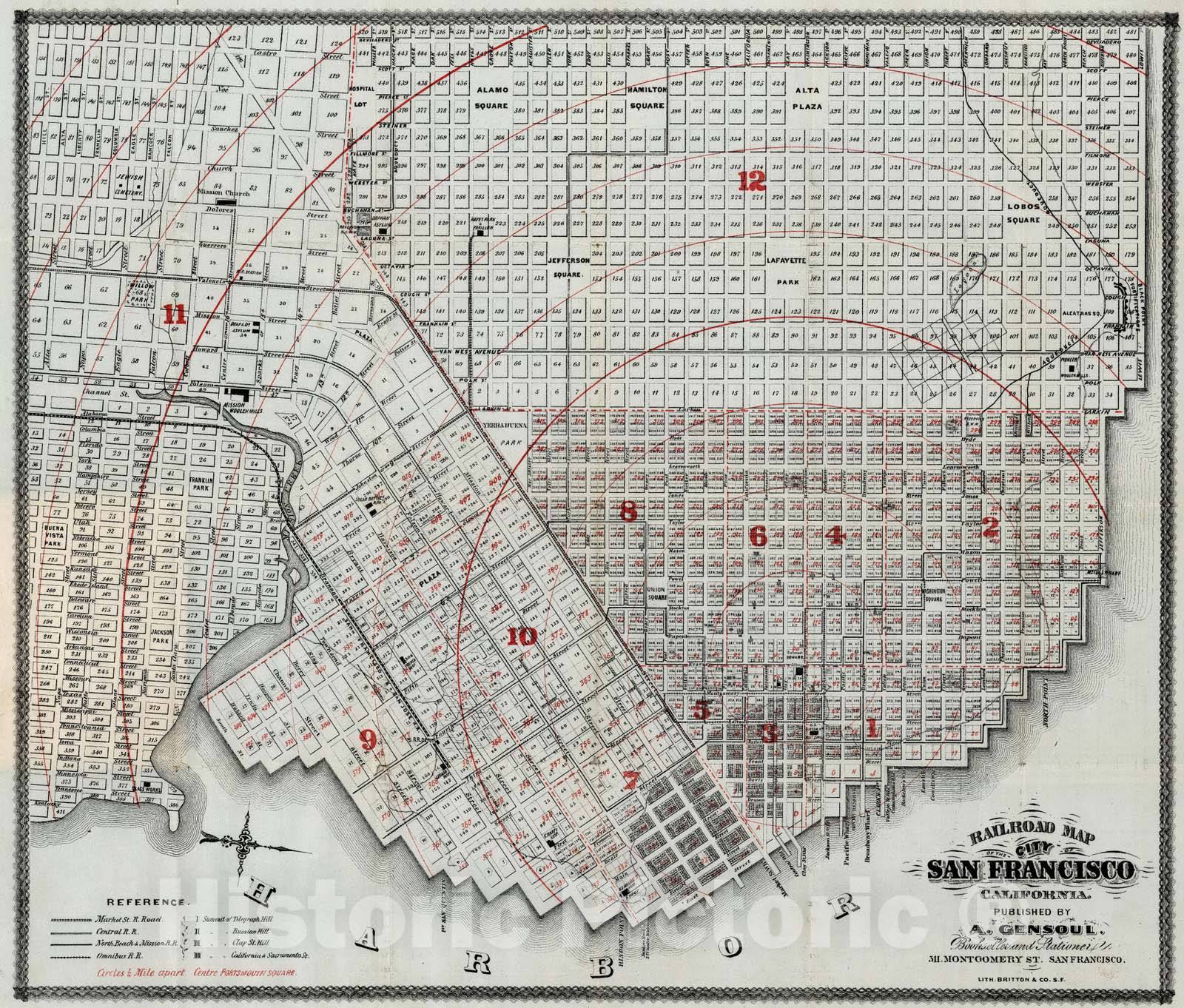 Historic Map : 1863 City of San Francisco California - Vintage Wall Art