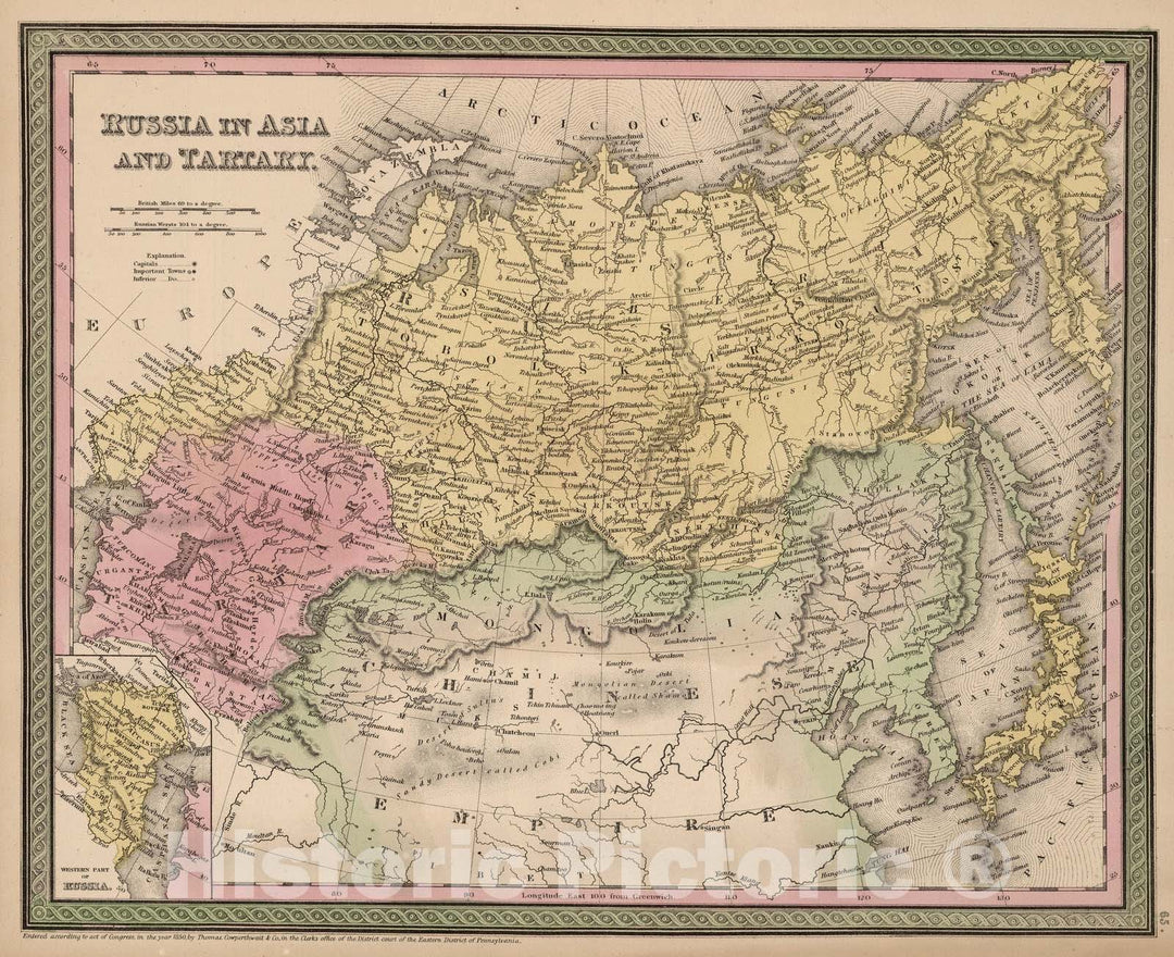 Historic Map : 1853 Russia in Asia and Tartary - Vintage Wall Art