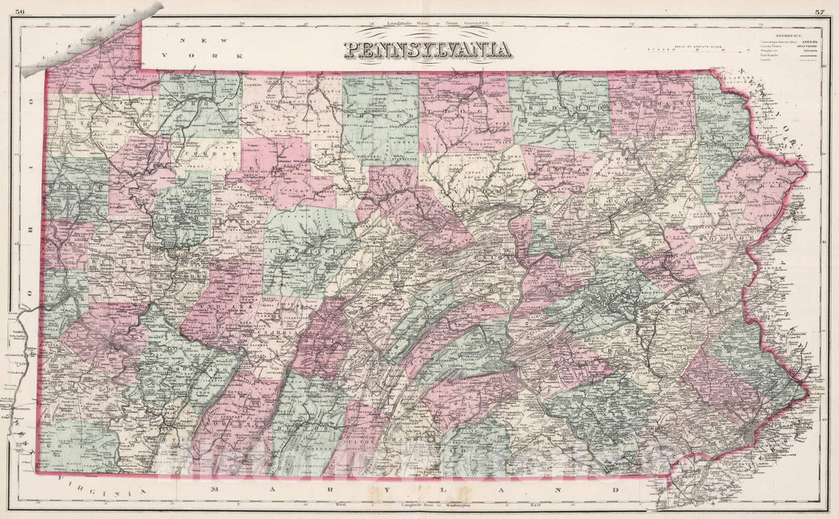 Historic Map : 1878 Pennsylvania. - Vintage Wall Art