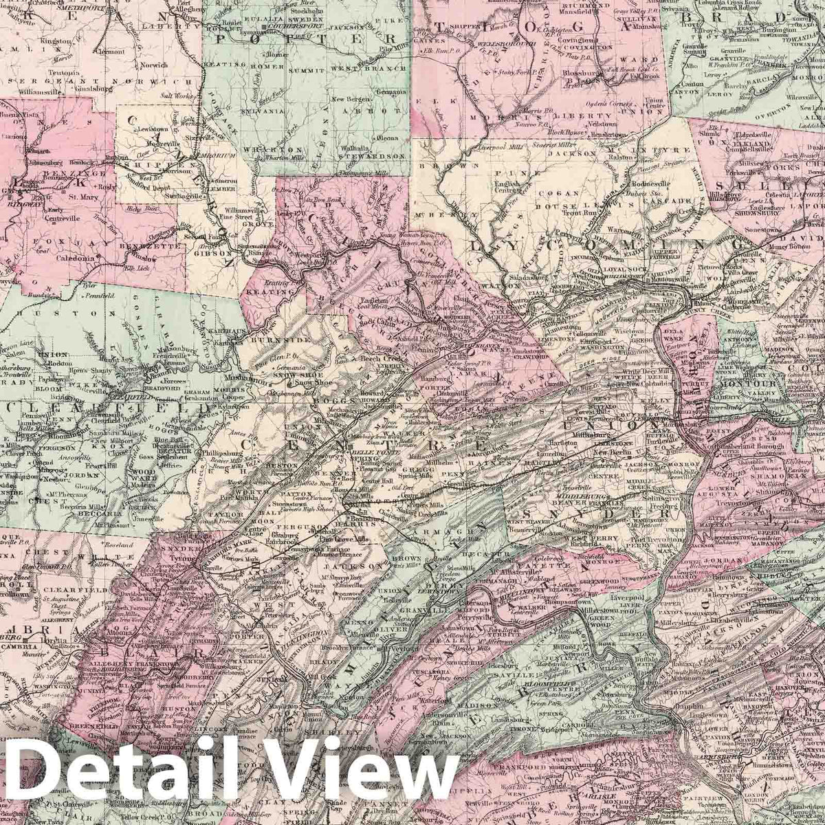 Pennsylvania - Railroad Map, 1878 - Historical Atlas Reproduction