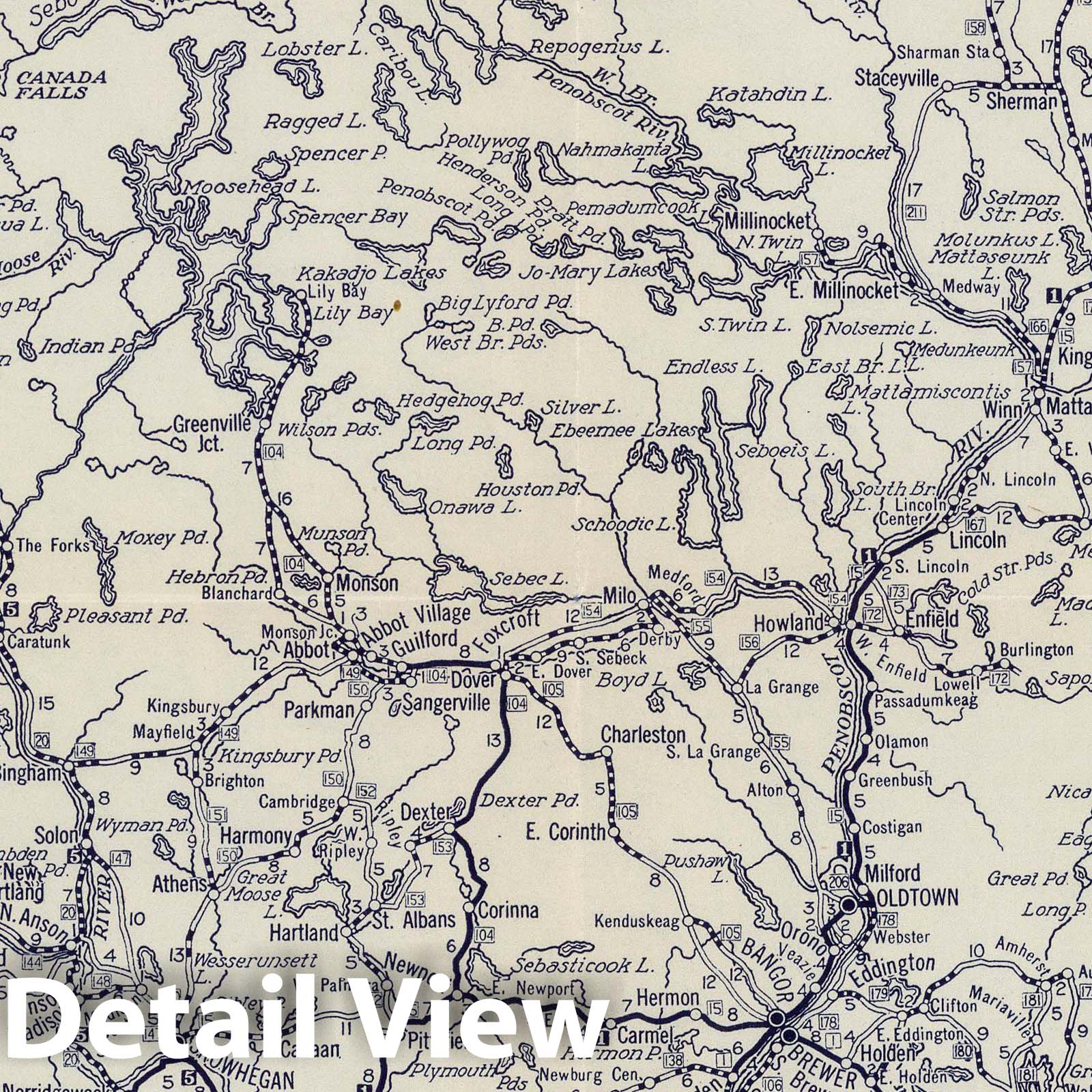 Maine - Automobile Road Map, 1926 - Historical Map Print