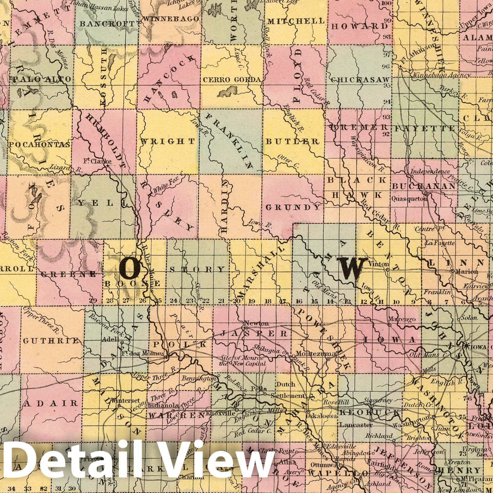 Iowa, 1853 - Historical Map Print