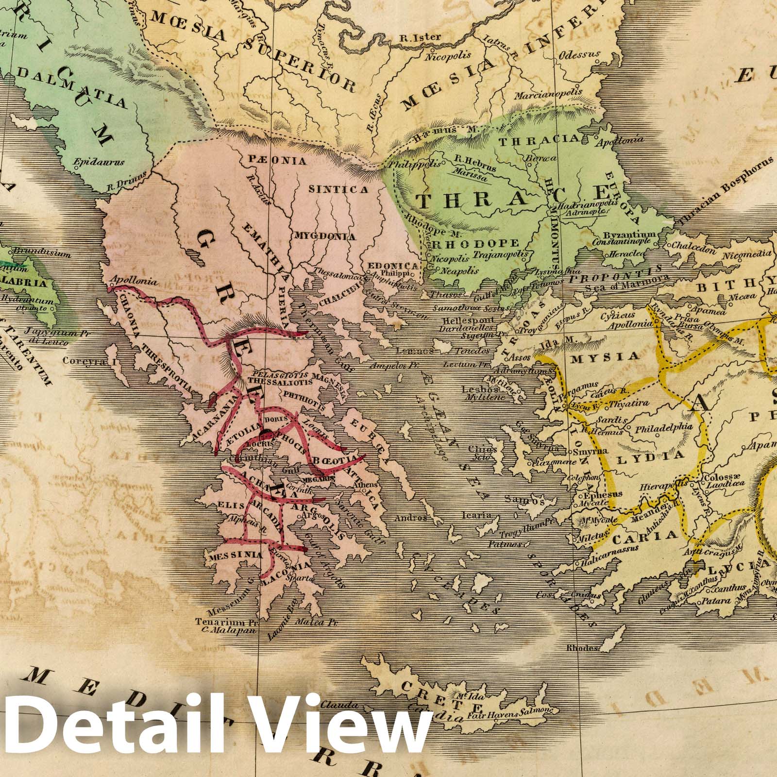 Italy, Greece, Asia Minor, and Syria, 1827 - Historical Map Print