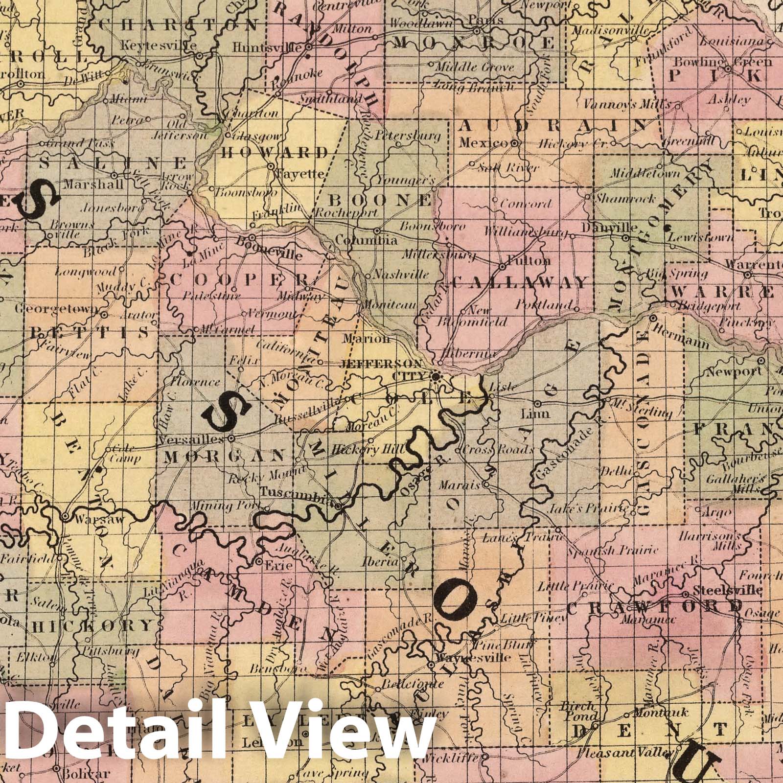 Missouri - Railroad Map, 1853 - Historical Map Print