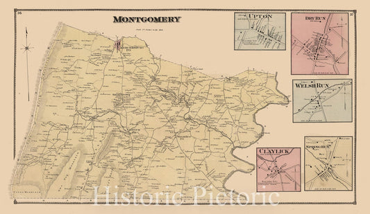 Montgomery, Franklin County, Pennsylvania Property Map 1868 - Historical Reproduction
