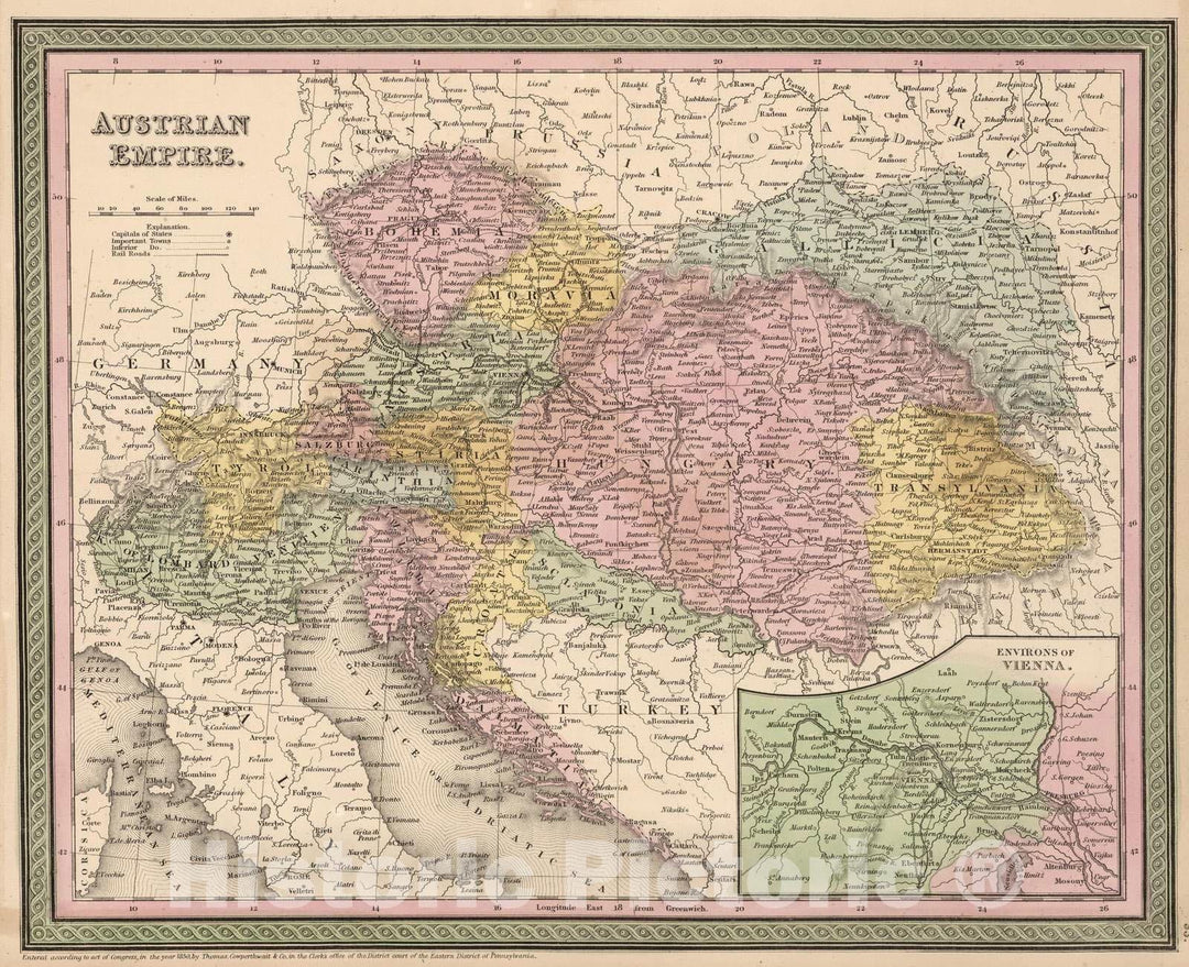 Historic Map : 1853 Austrian Empire - Vintage Wall Art