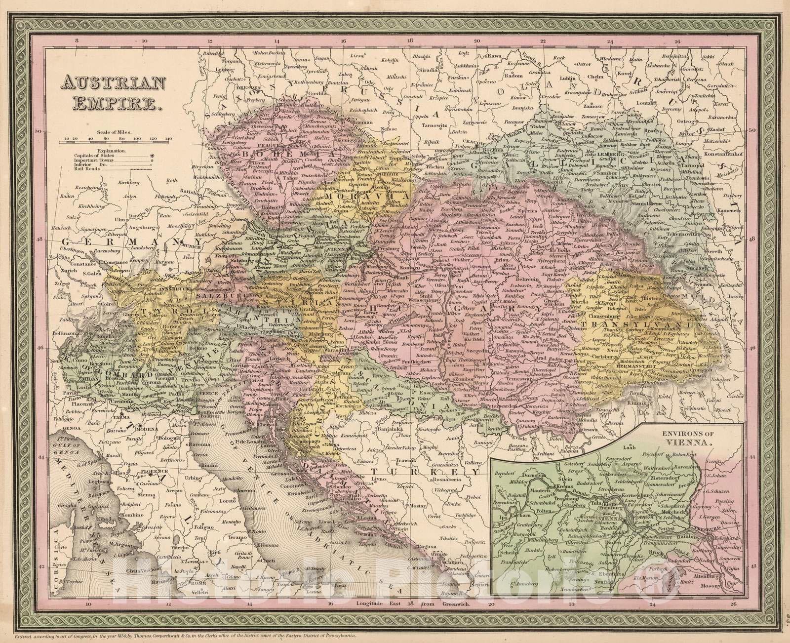 Historic Map : 1853 Austrian Empire - Vintage Wall Art