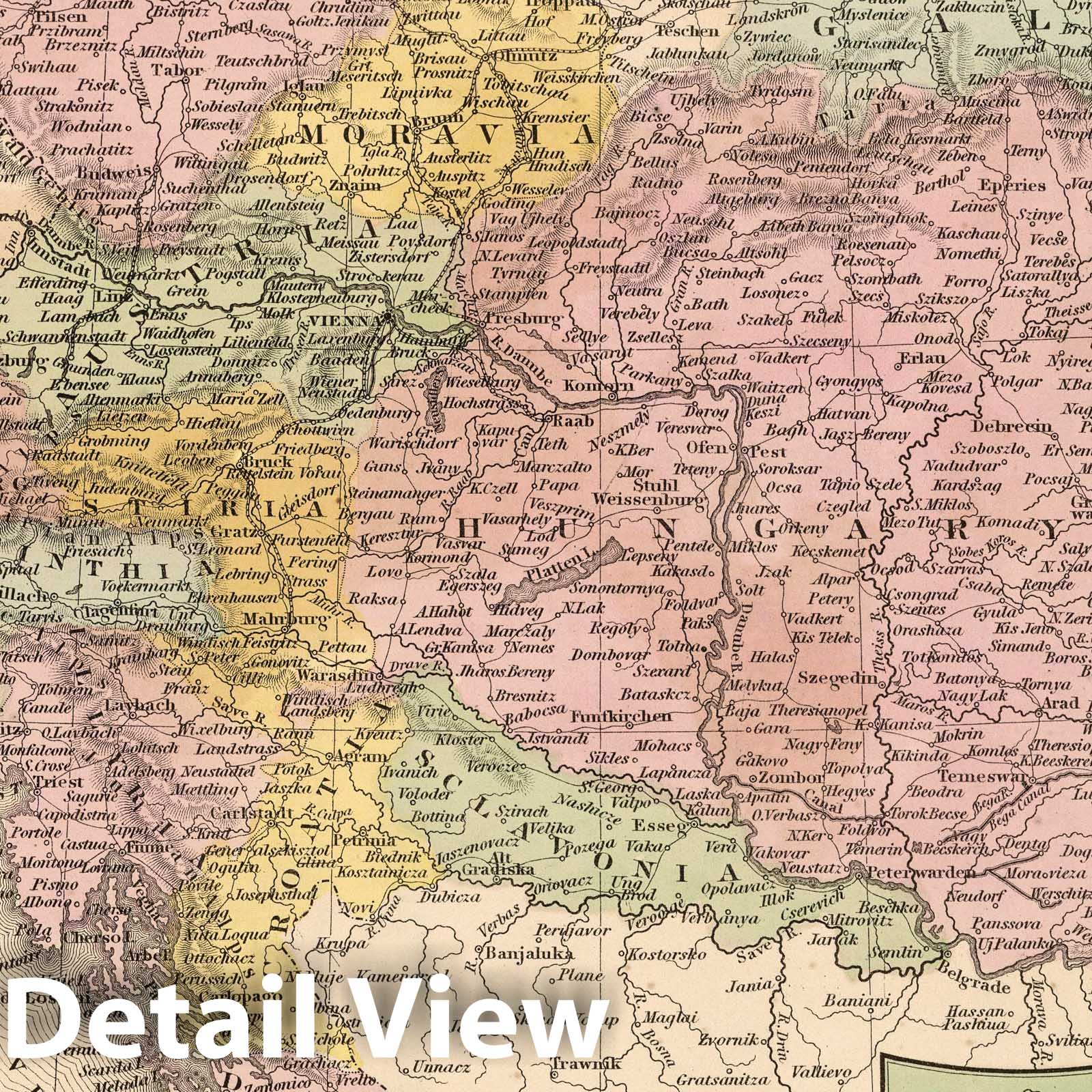 Austria, Hungary, and Central Europe - Railroad Map, 1853