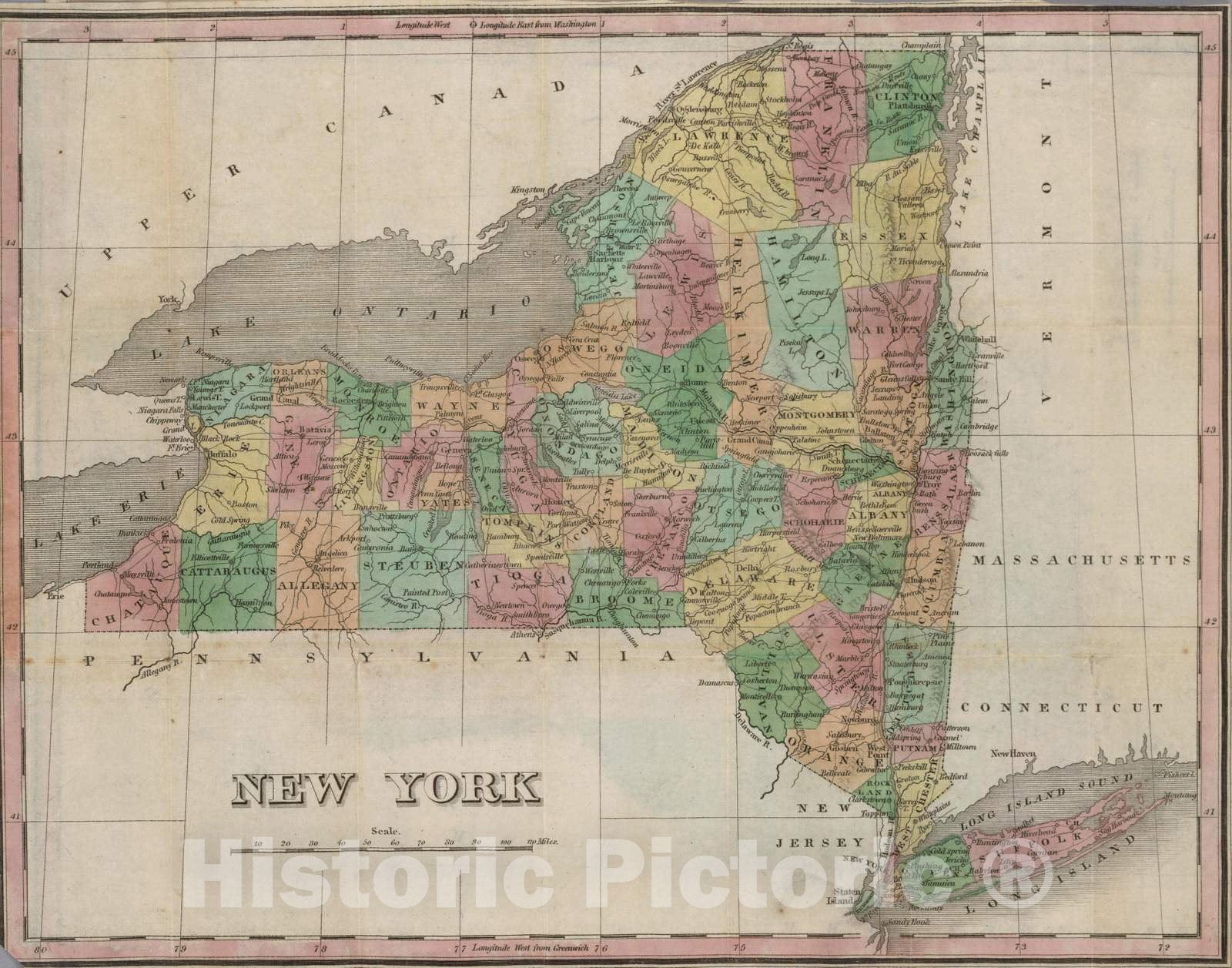 Historic Map : 1827 New York - Vintage Wall Art