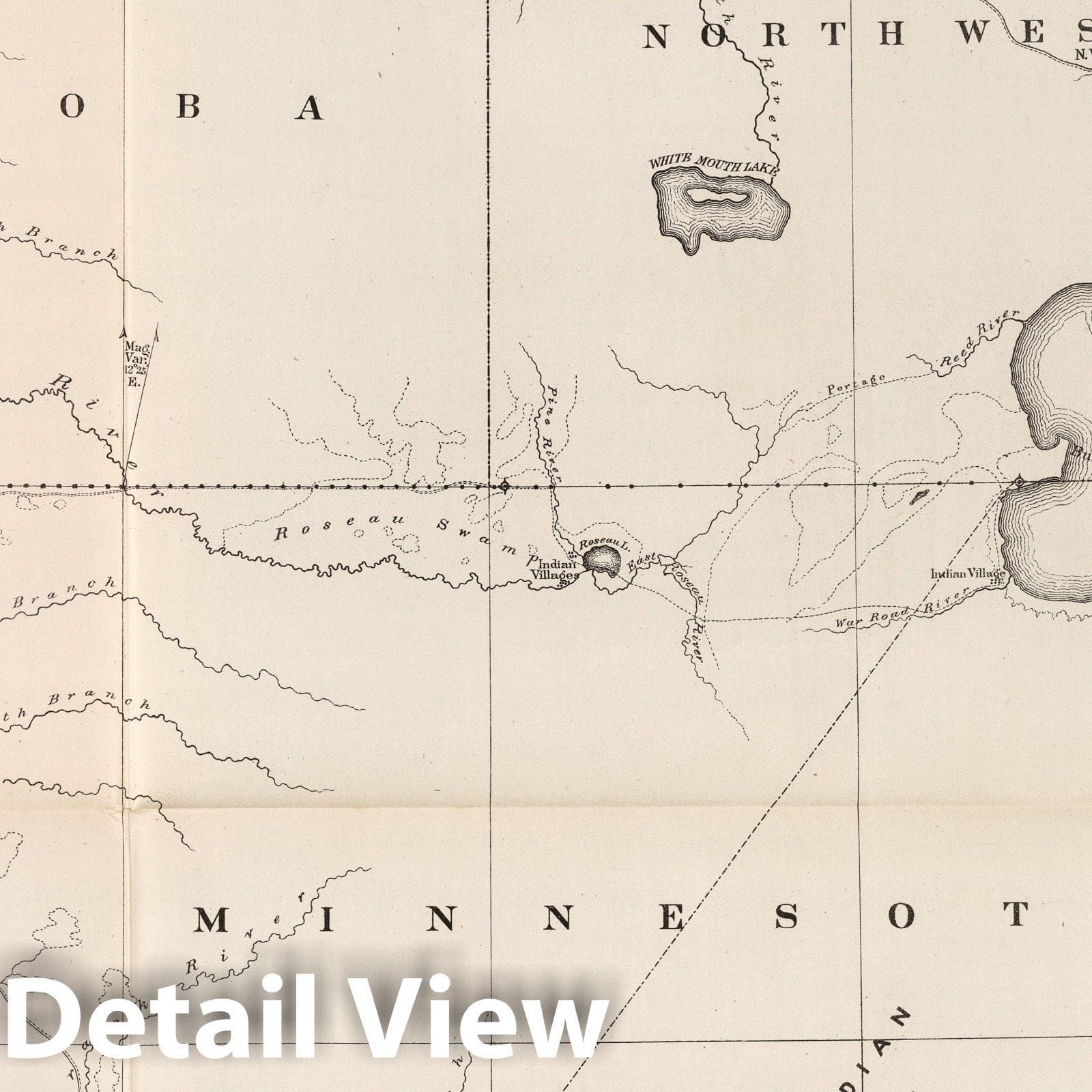 1878 Northern Boundary Commission Reconnaissance Map - 49th Parallel Survey