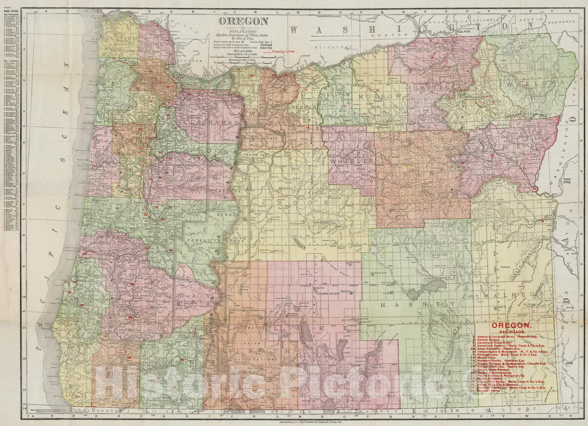 Historic Map : 1909 Oregon - Vintage Wall Art