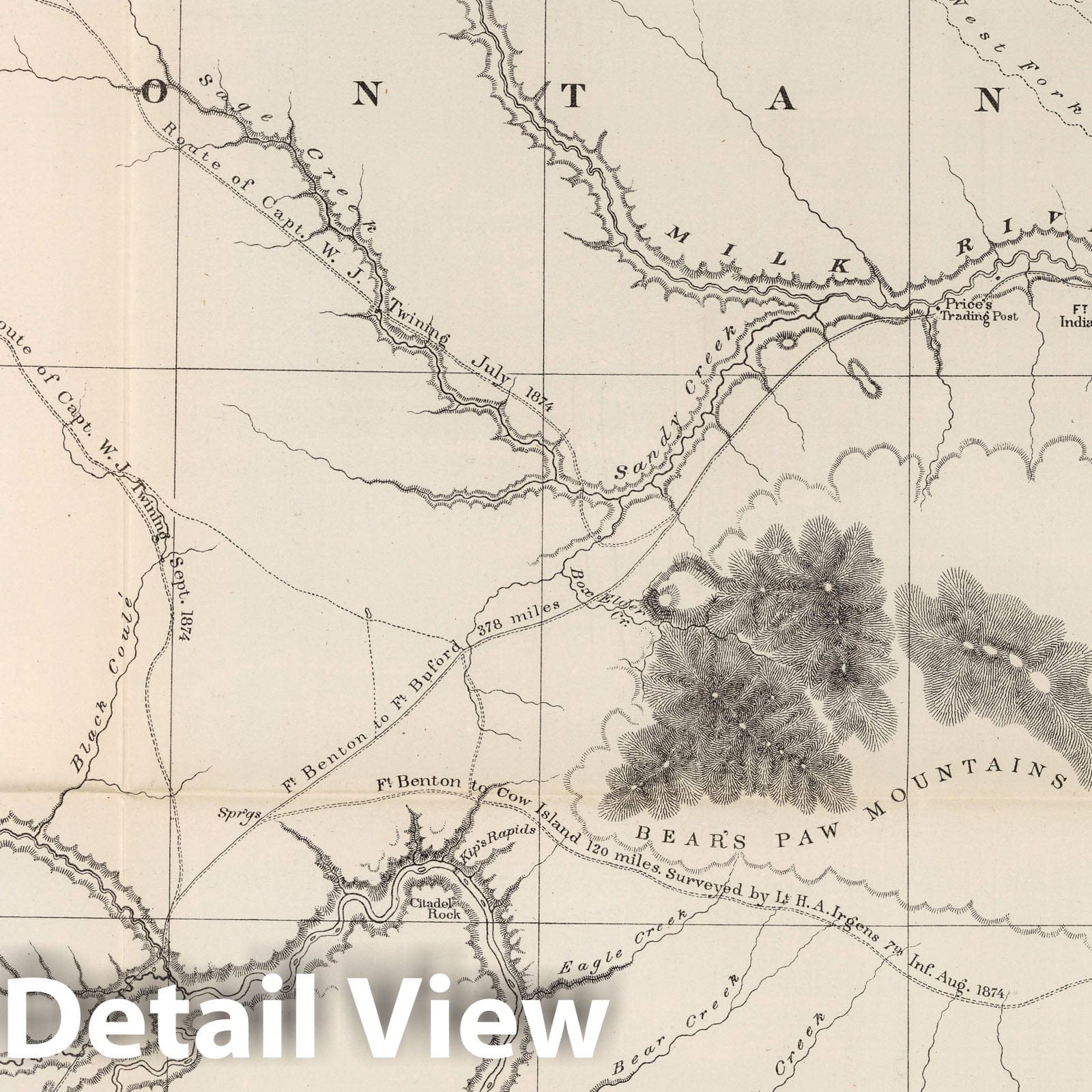 49th Parallel, Old Fort Browning to Sweet Grass Hills - Survey Map, 1878