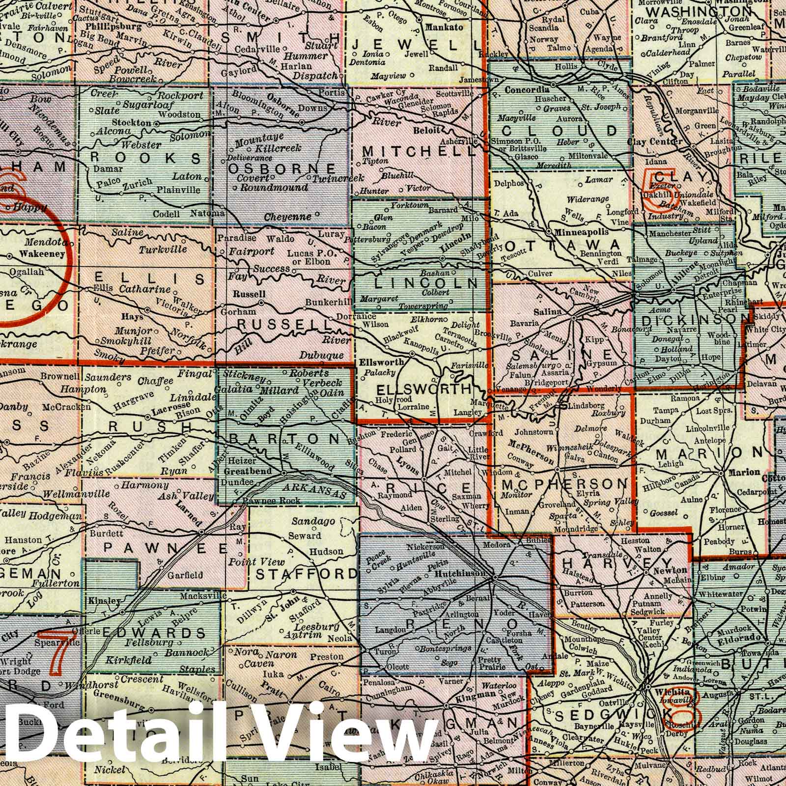Kansas 1904 Historical Map Print - Congressional Districts
