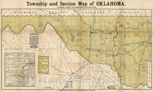 Historic Map : 1889 Oklahoma - Vintage Wall Art