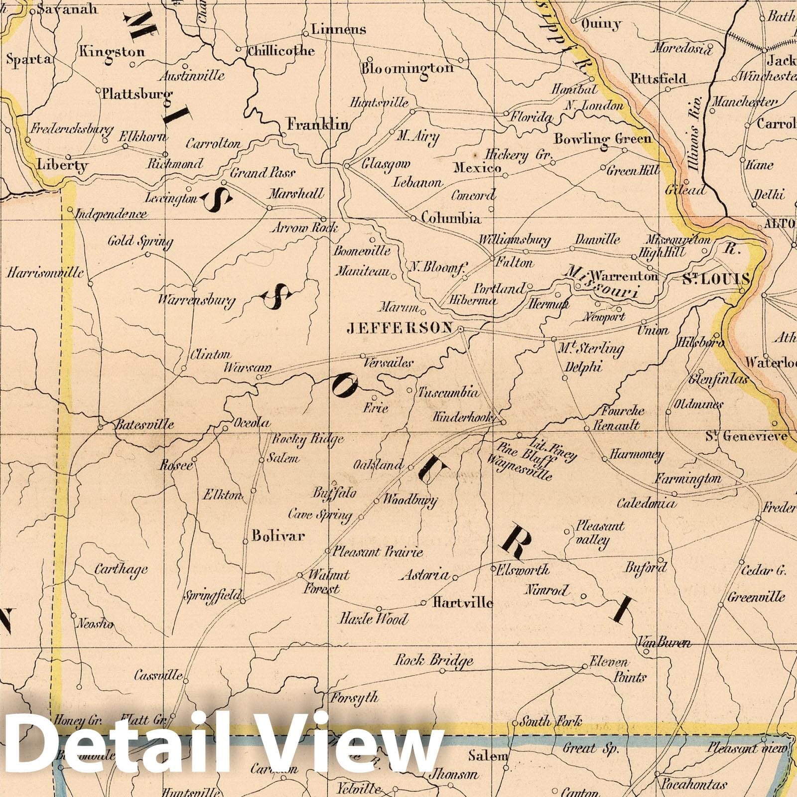 Iowa, Illinois, Nebraska, Missouri, and Western Territory - Railroad Map, 1851