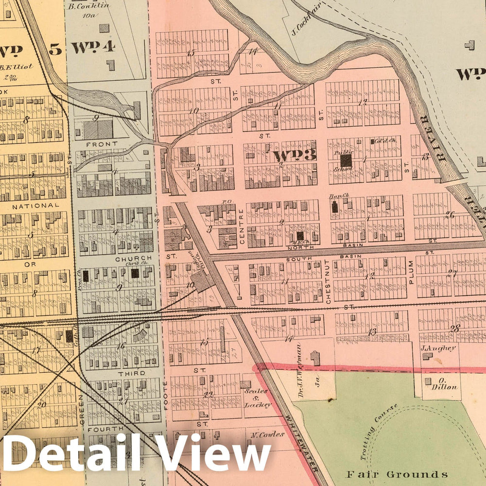 Historic Map : 1874 Cambridge City, Wayne County, Indiana. - Vintage Wall Art