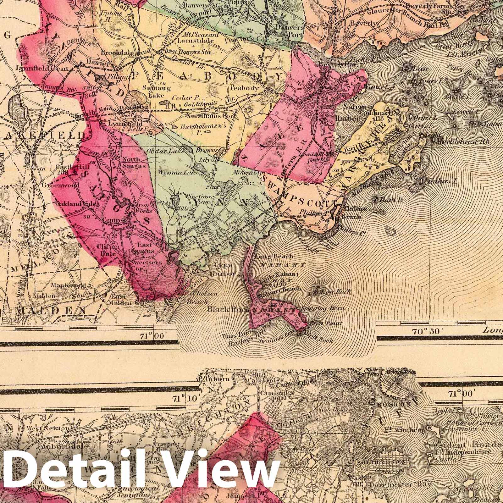 Essex County and Norfolk County, Massachusetts - Railroad Map, 1871