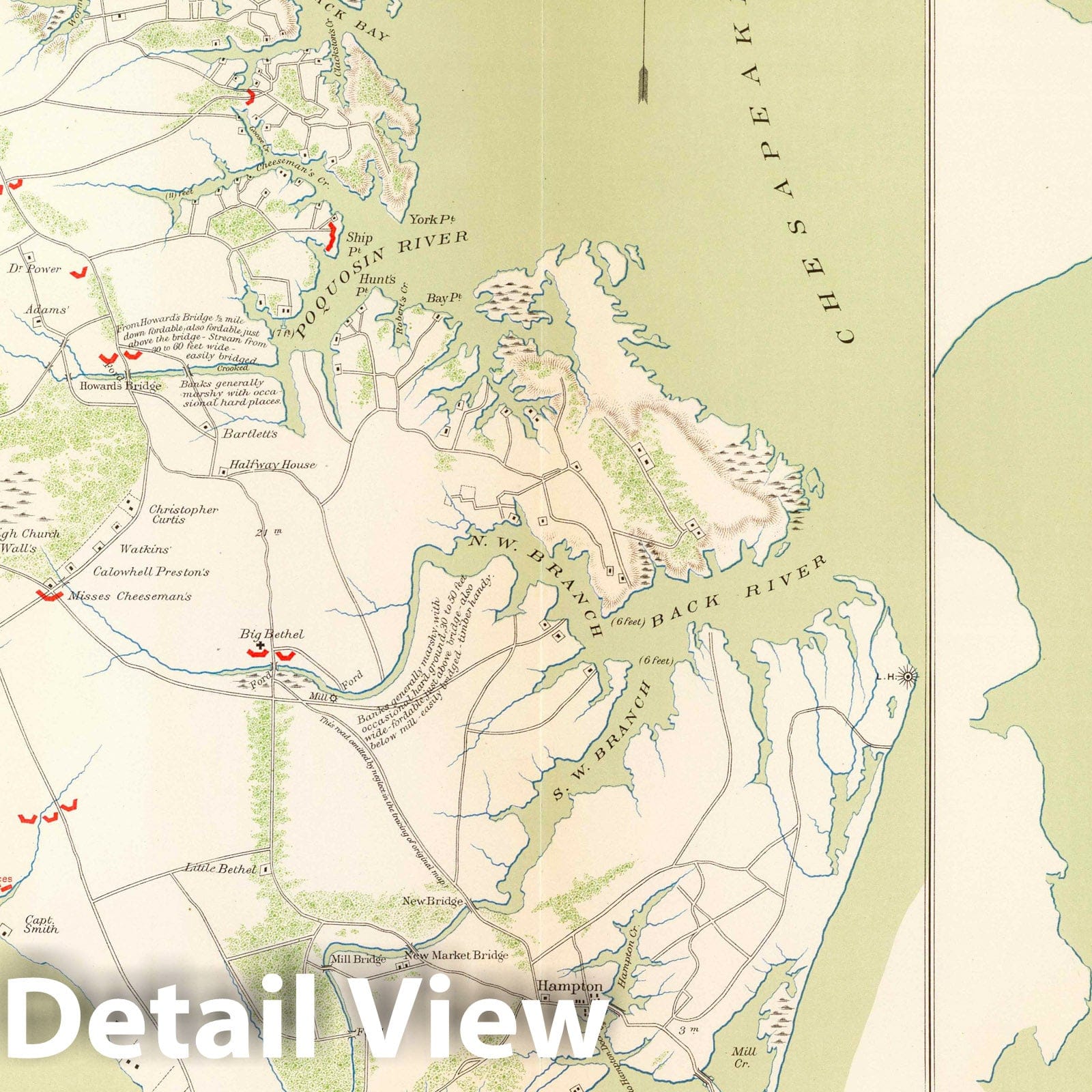 Civil War: Yorktown, Williamsburg, Virginia - Military Map, 1895