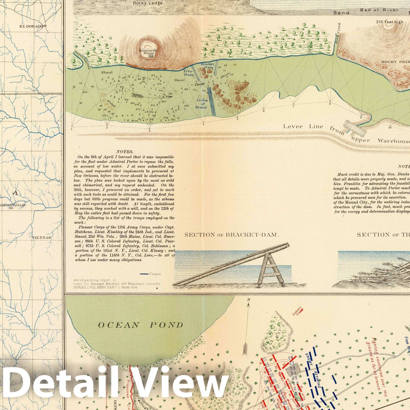 Civil War: Arkansas, Louisiana, Red River - Nautical Chart, 1895