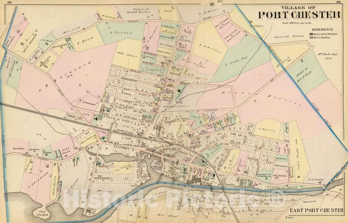 Historic Map : 1881 Port Chester. - Vintage Wall Art