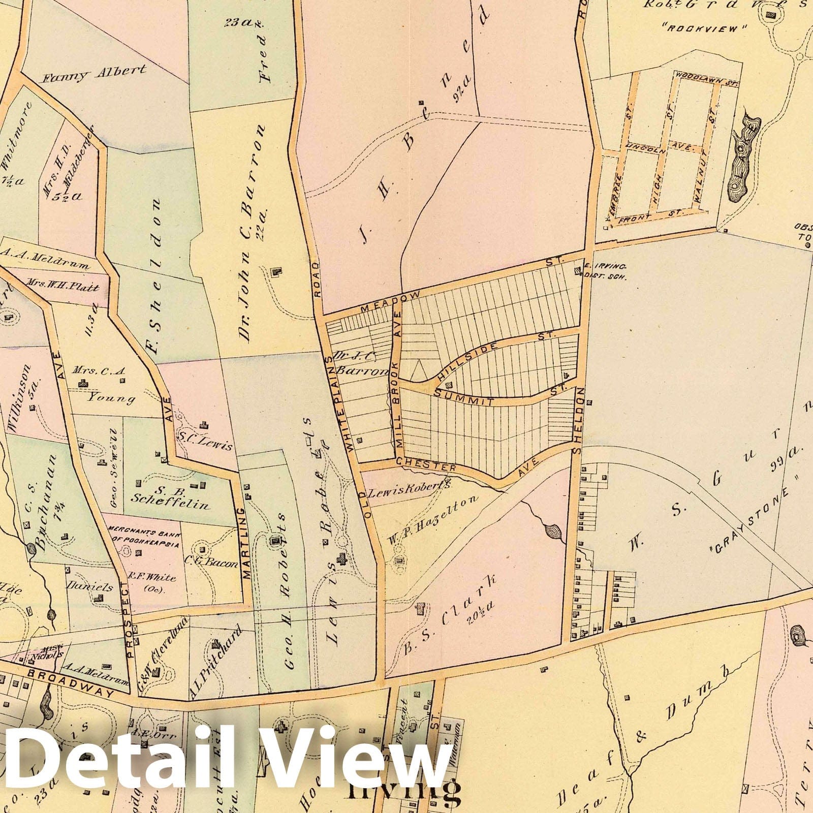 Tarrytown, New York - Railroad Map, 1881 - Historical Cadastral Map Print
