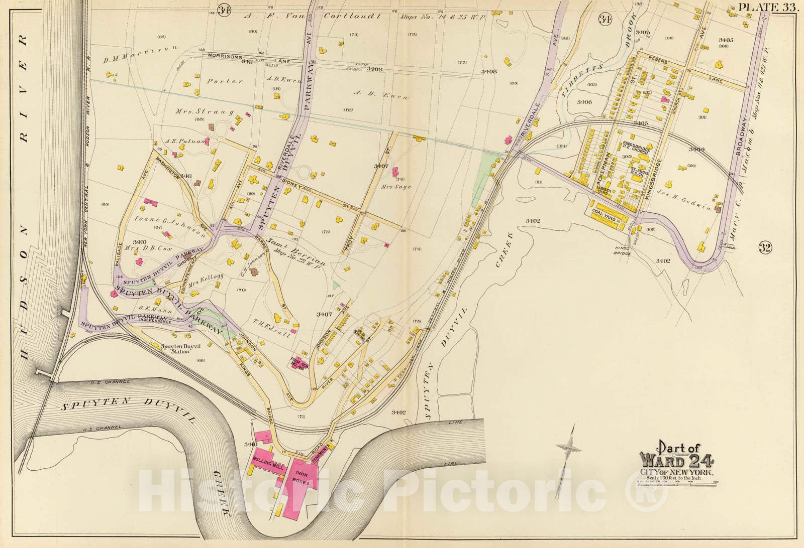 Historic Map : City Atlas - 1893 33, Ward 24. - Vintage Wall Art